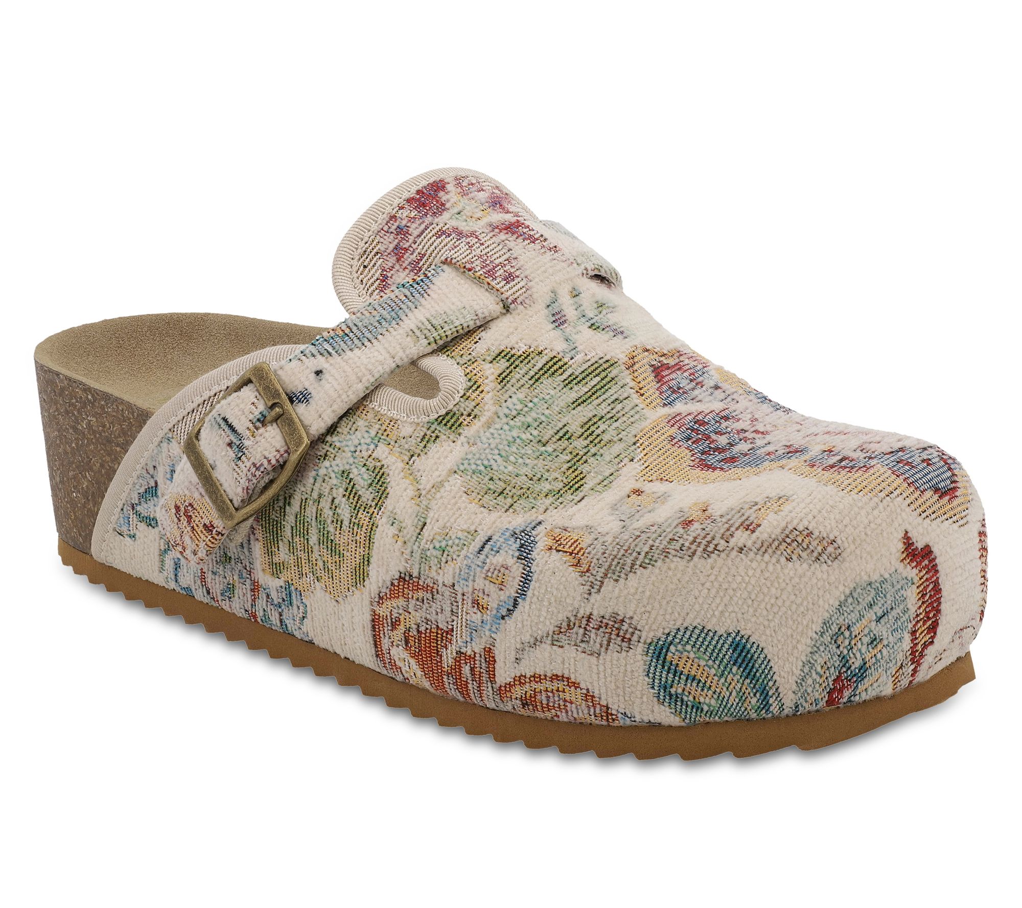 MIA Tapestry Fabric Buckled Mules - Qwest