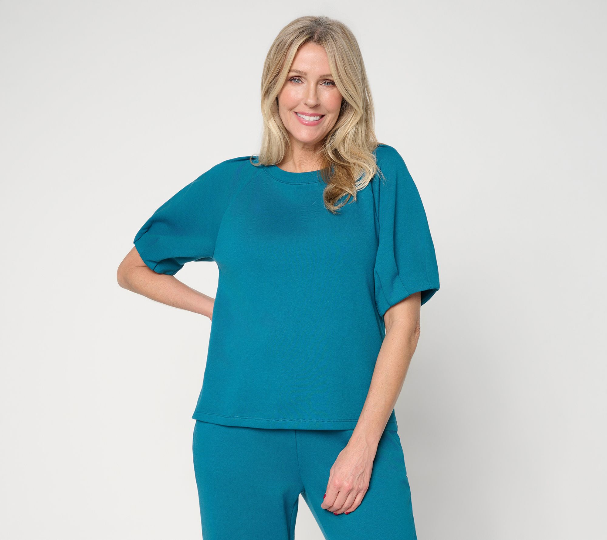  Me by Jennie Garth French Terry Pleated Sleeve Sweatshirt