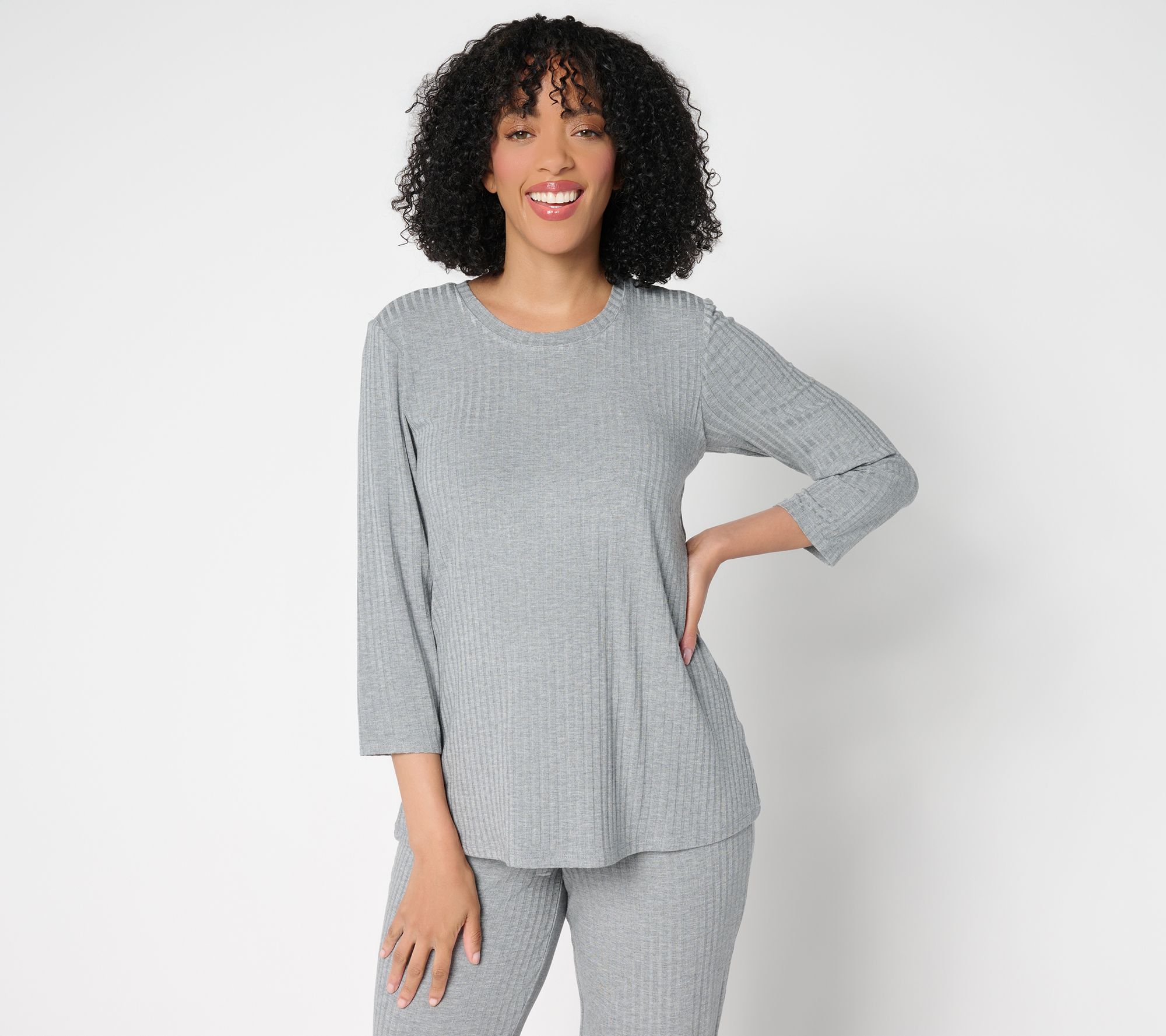 "As Is" Modern Soul Radient Rib U-Neck Top with Support System