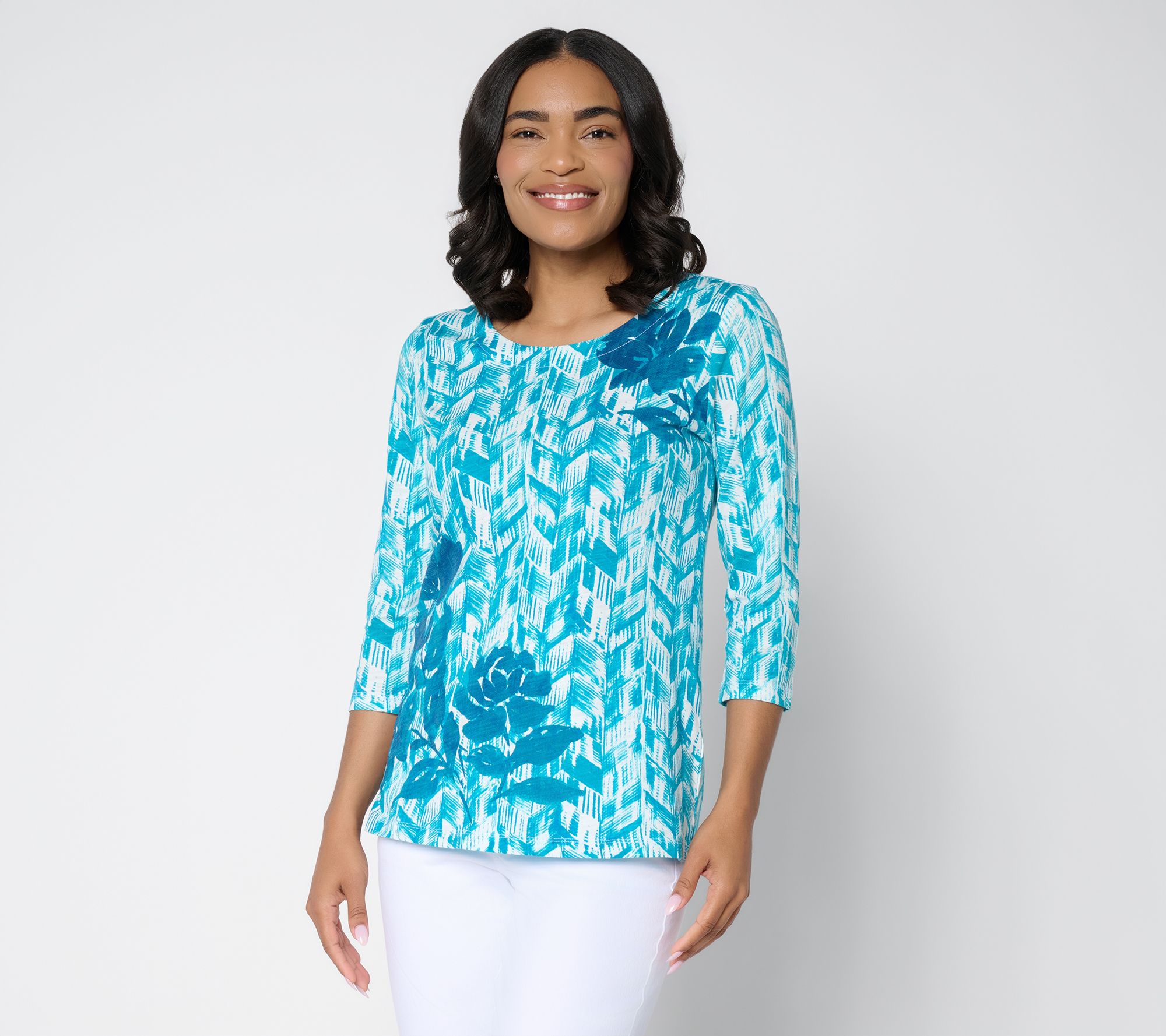 Belle by Kim Gravel Slub Knit Petal Poem 3/4 Sleeve Top