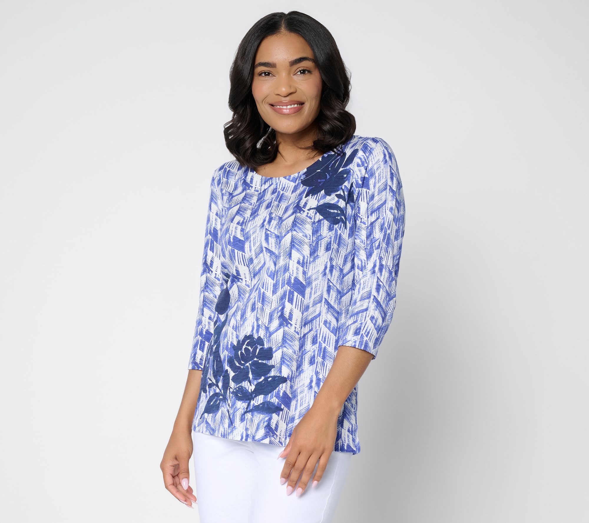 Belle by Kim Gravel Slub Knit Petal Poem 3/4 Sleeve Top