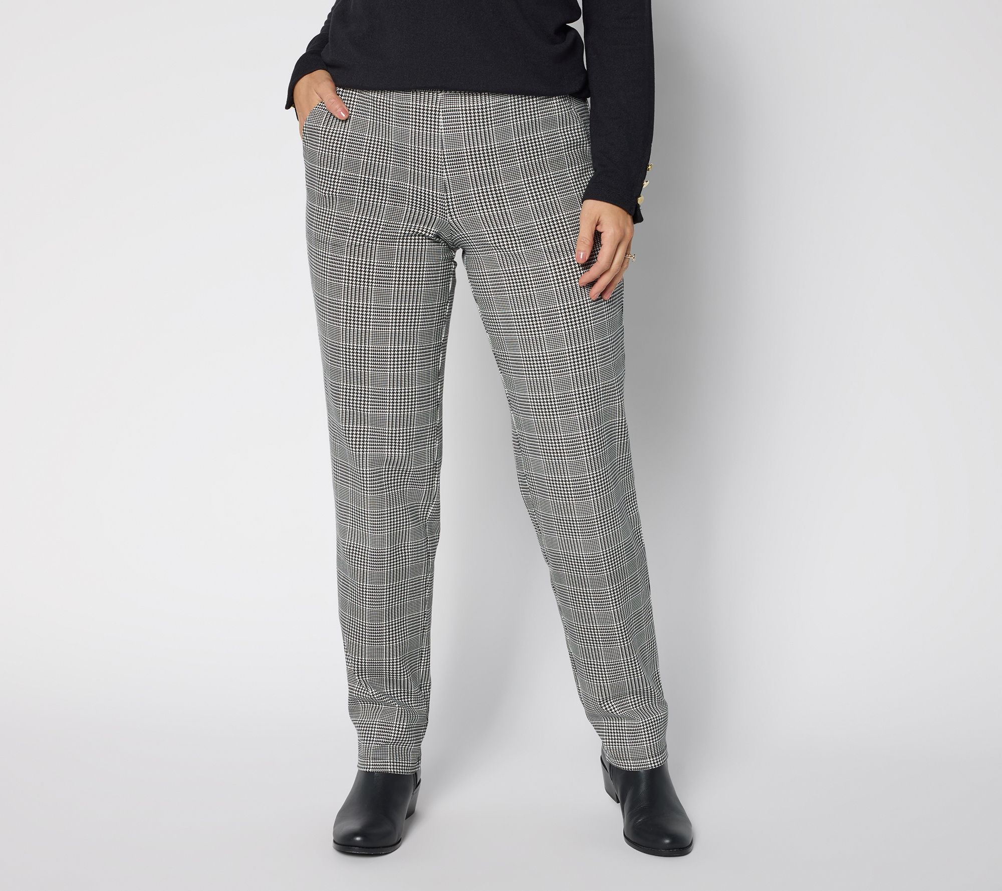 "As Is" Denim & Co. Petite Duo Stretch Straight Leg Pants