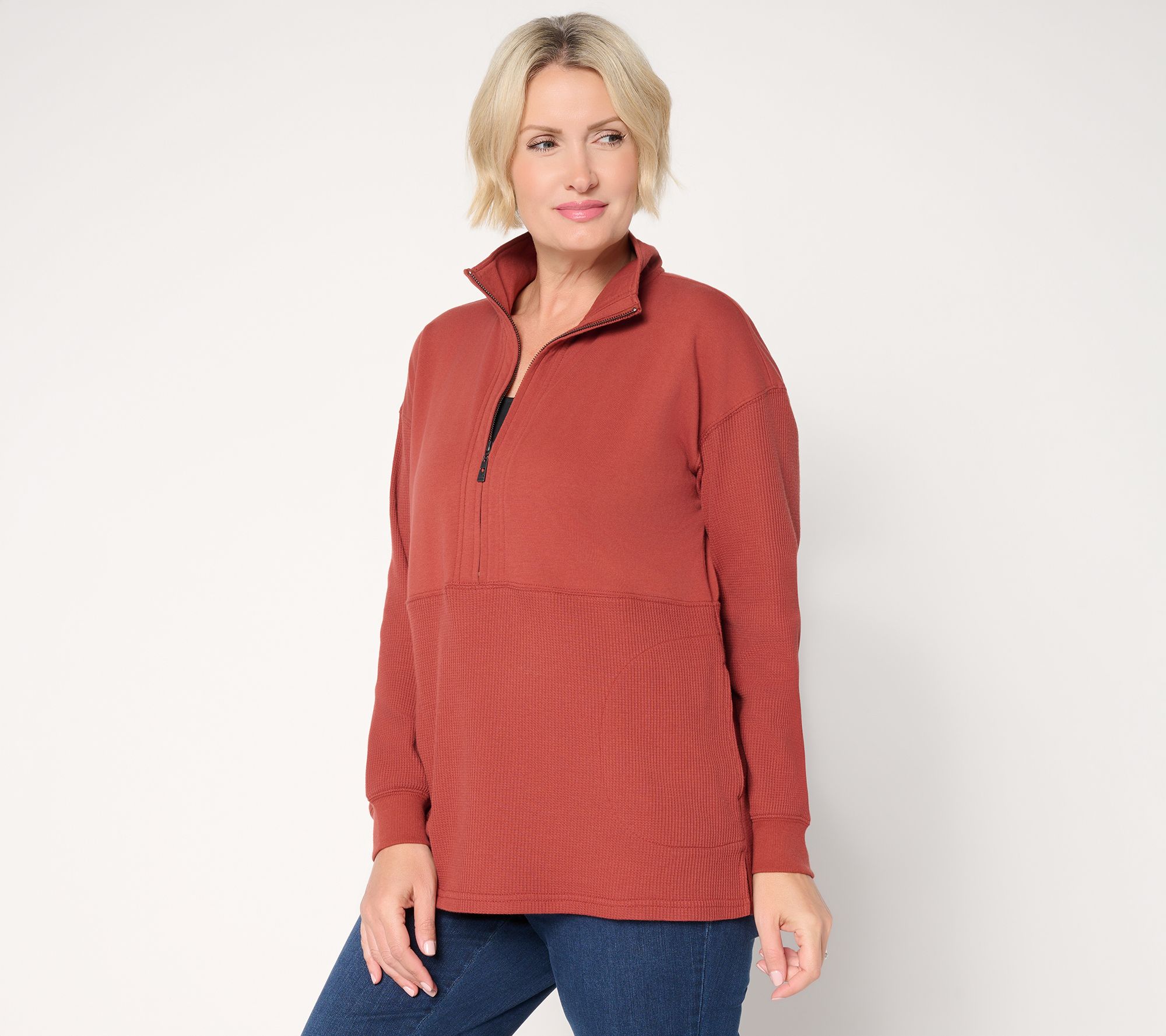 "As Is" Belle by Kim Gravel Mixed Media Micro Waffle Half Zip