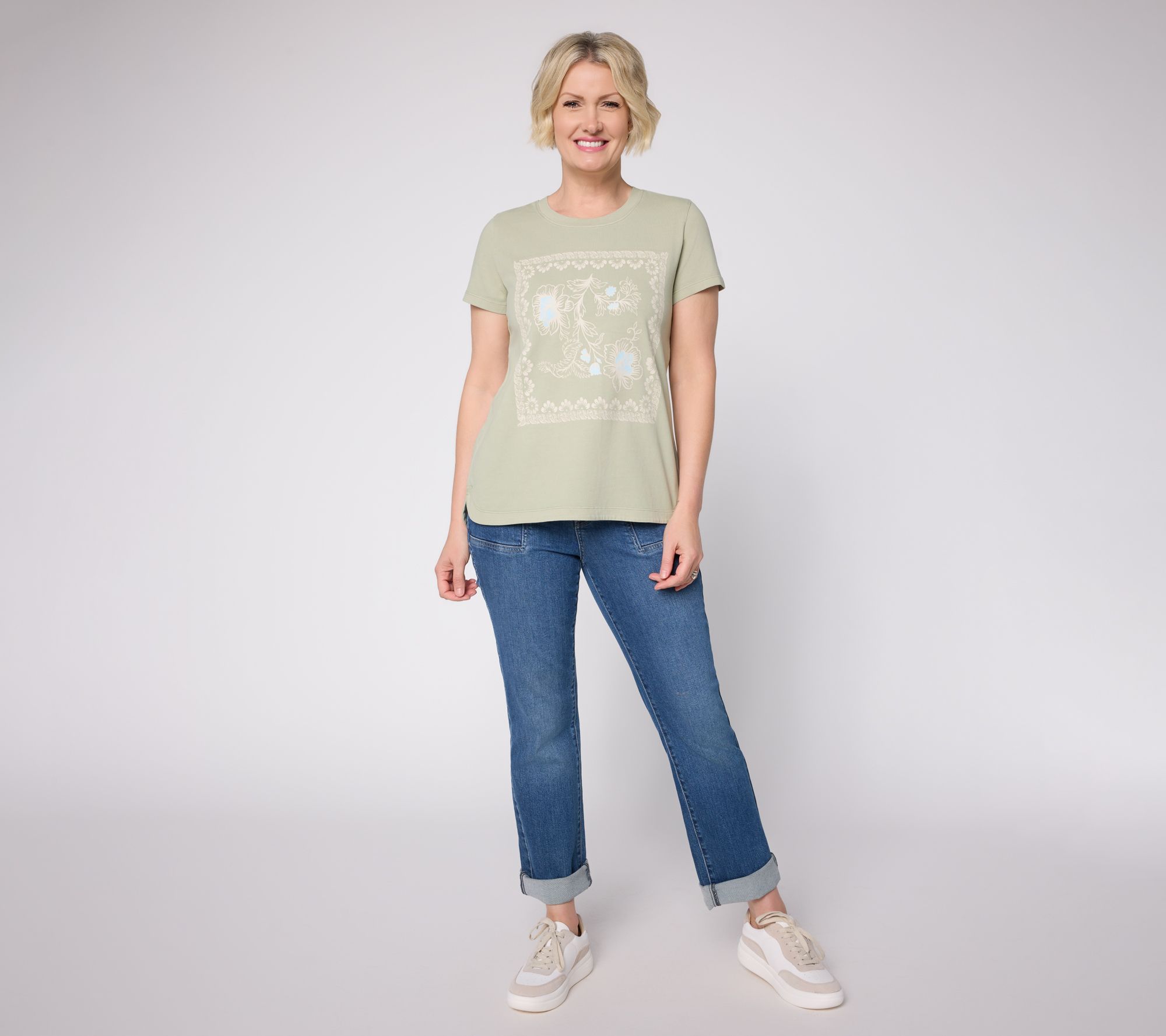 Martha Stewart Signature Essentials 100% Cotton High-Low Tee | QVC