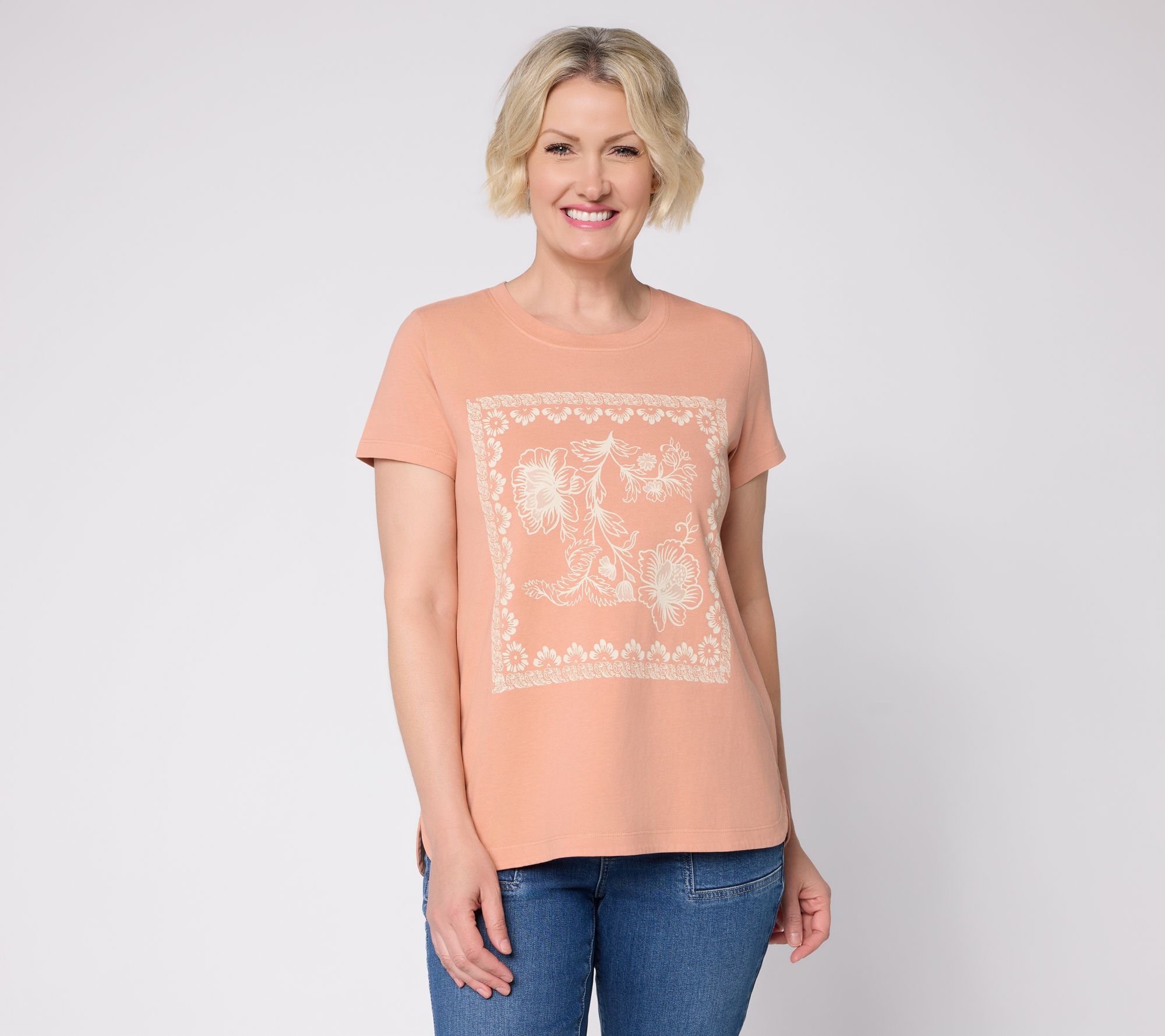 Martha Stewart Signature Essentials 100% Cotton High-Low Tee