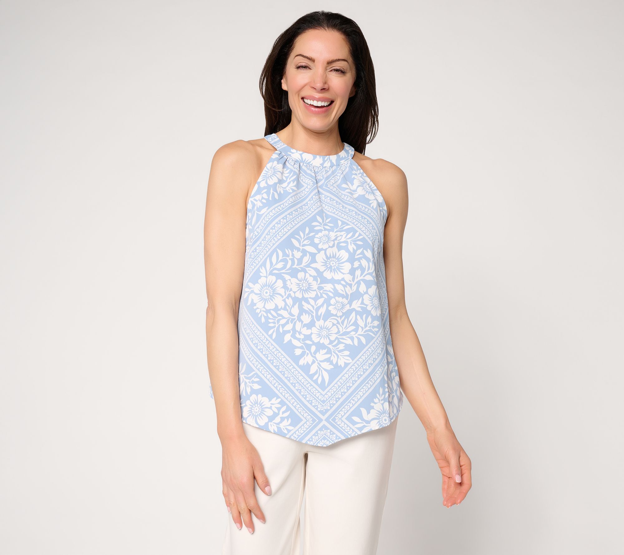 BEAUTIFUL by Lawrence Zarian Stretch Sateen It's a Vibe Halter Neck Top