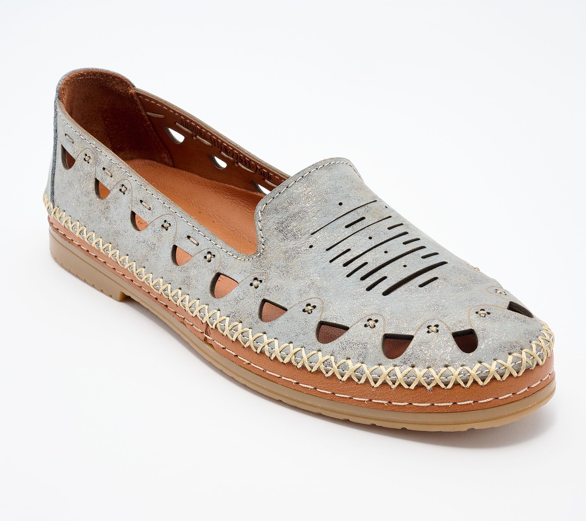 Spring Step Leather Perforated Slip-Ons - Anoura
