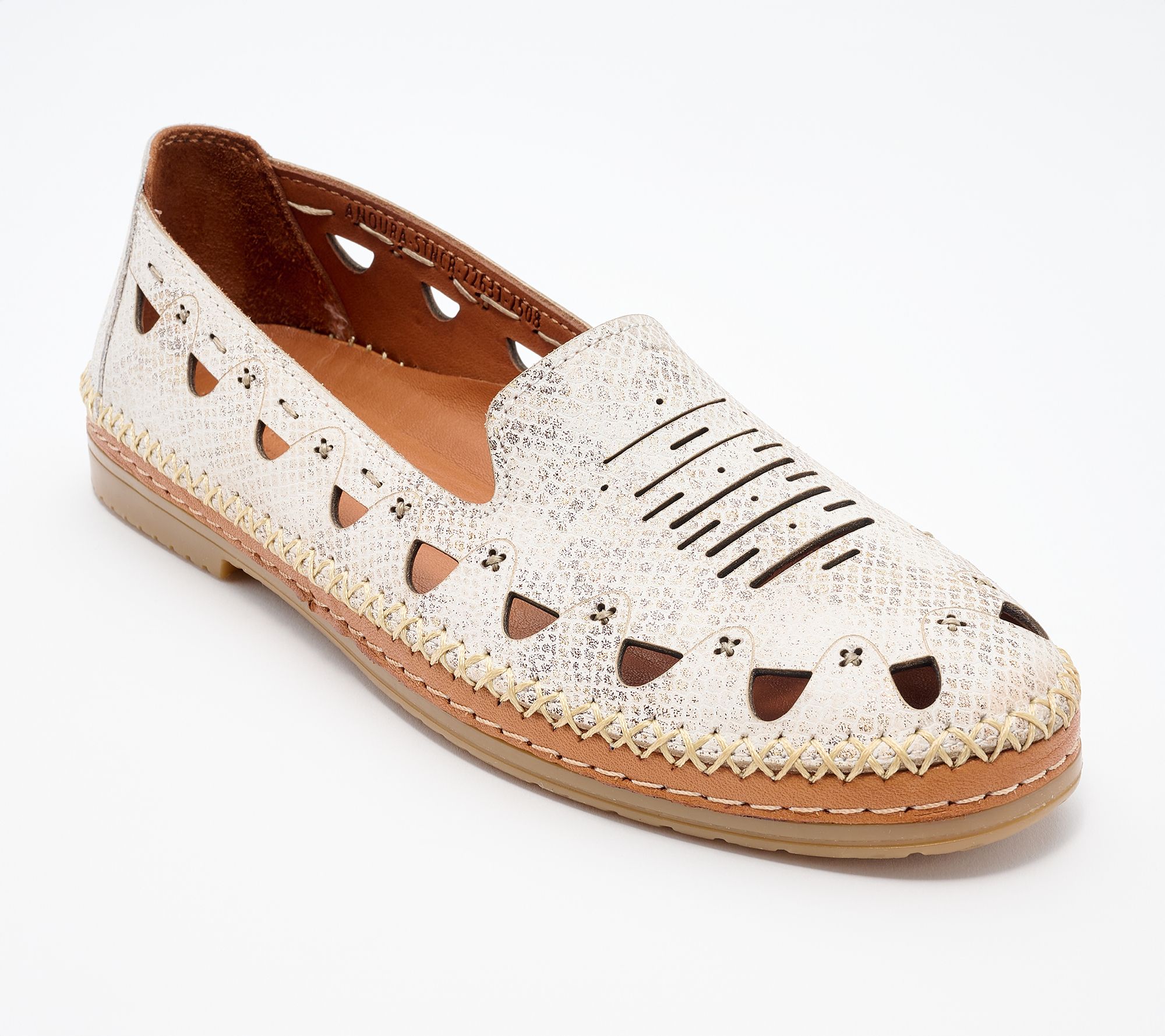 Spring Step Leather Perforated Slip-Ons - Anoura