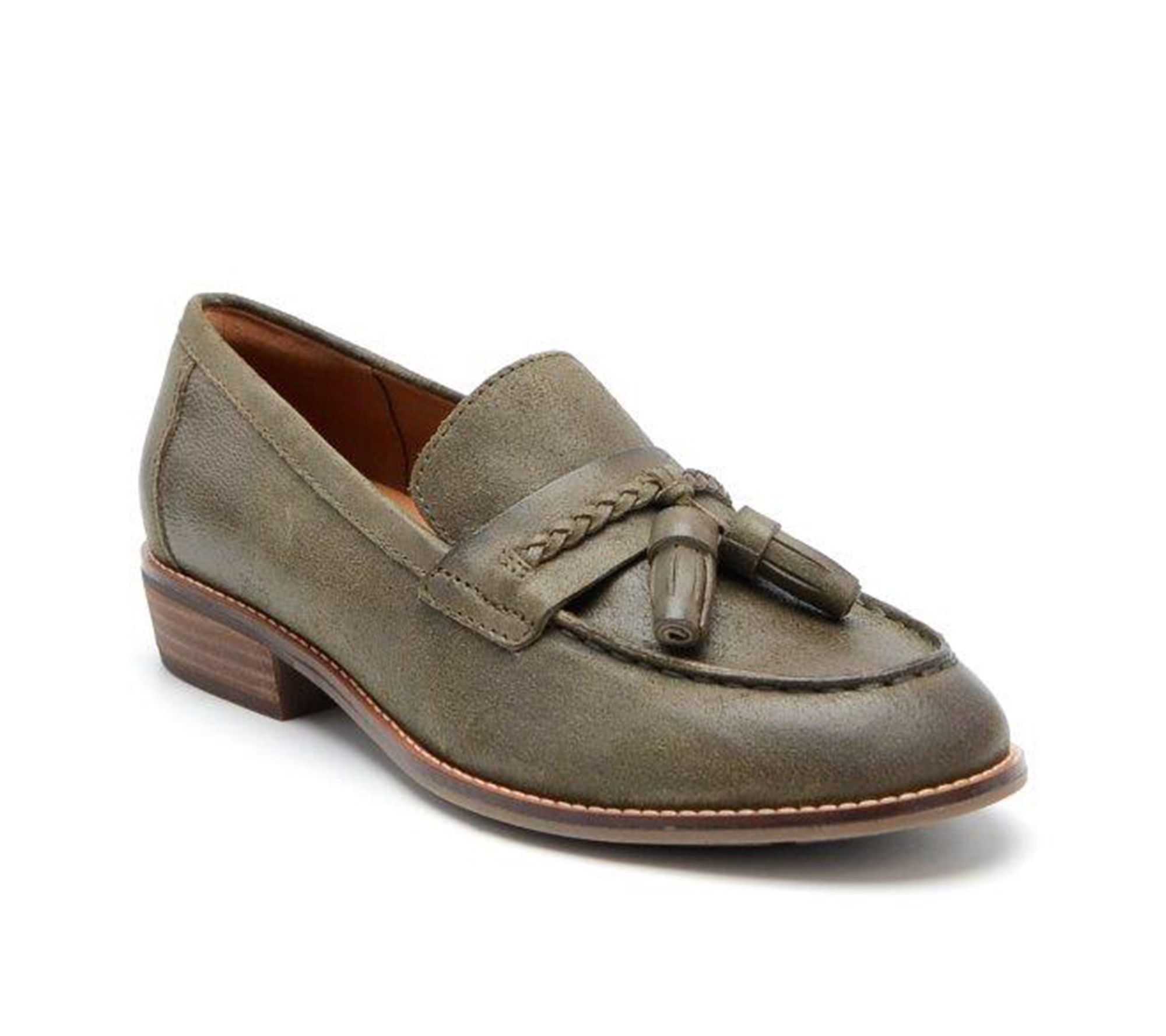  Earth Leather Loafers with Tassel -Elinna
