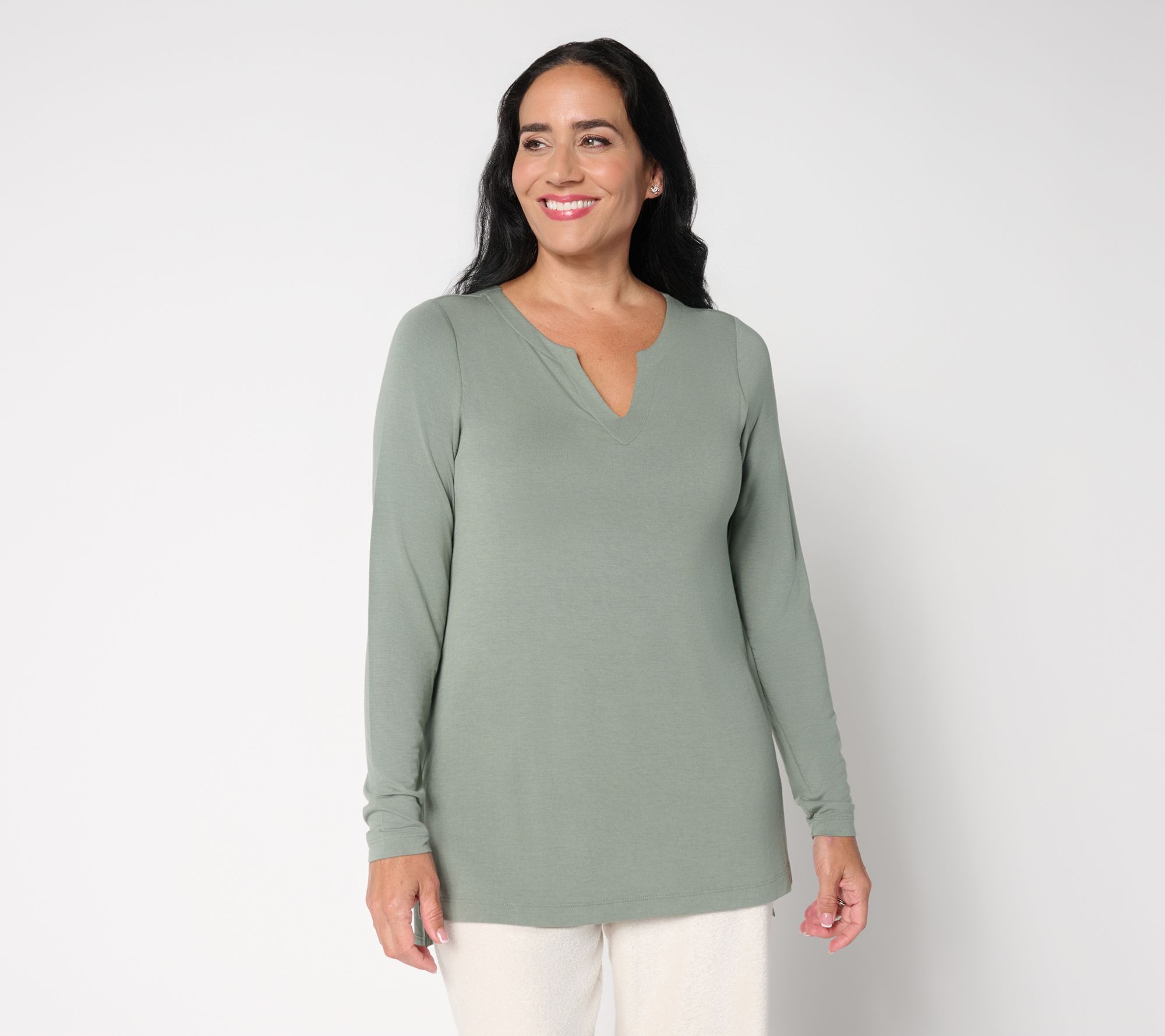 "As Is" Modern Soul Soothing Knit Jersey Notch Tunic w/ Support System