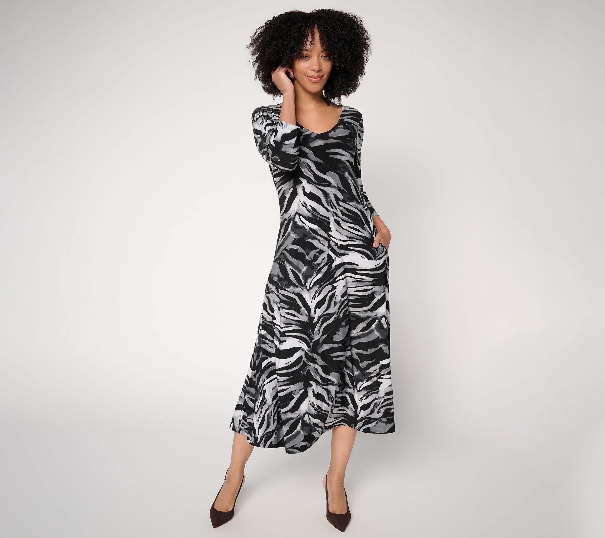 "As Is" Women with Control Regular Como Jersey Fit and Flare Dress