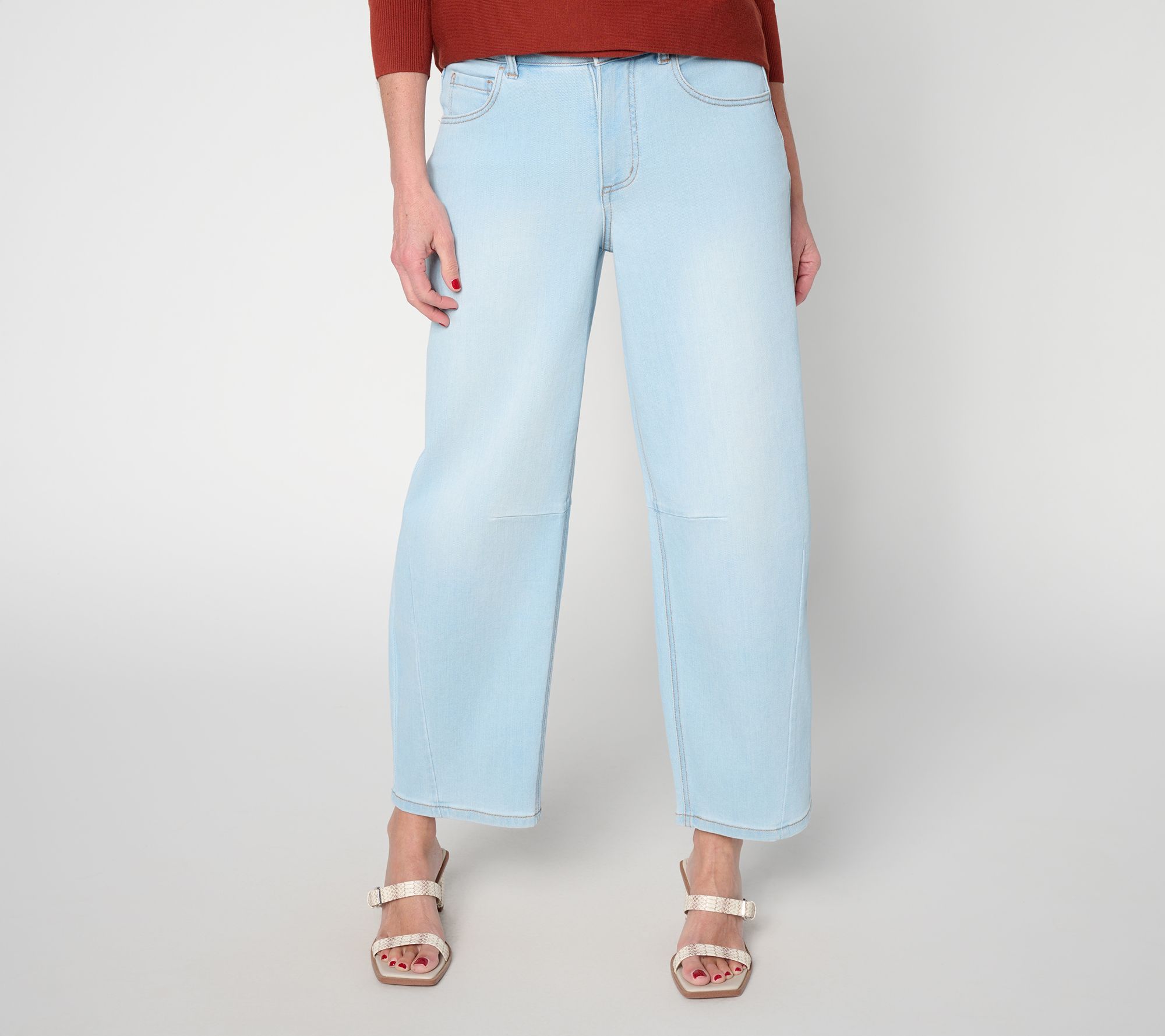 "As Is" Carla Rockmore Collection Pet Barrel Leg Jeans - Indigo