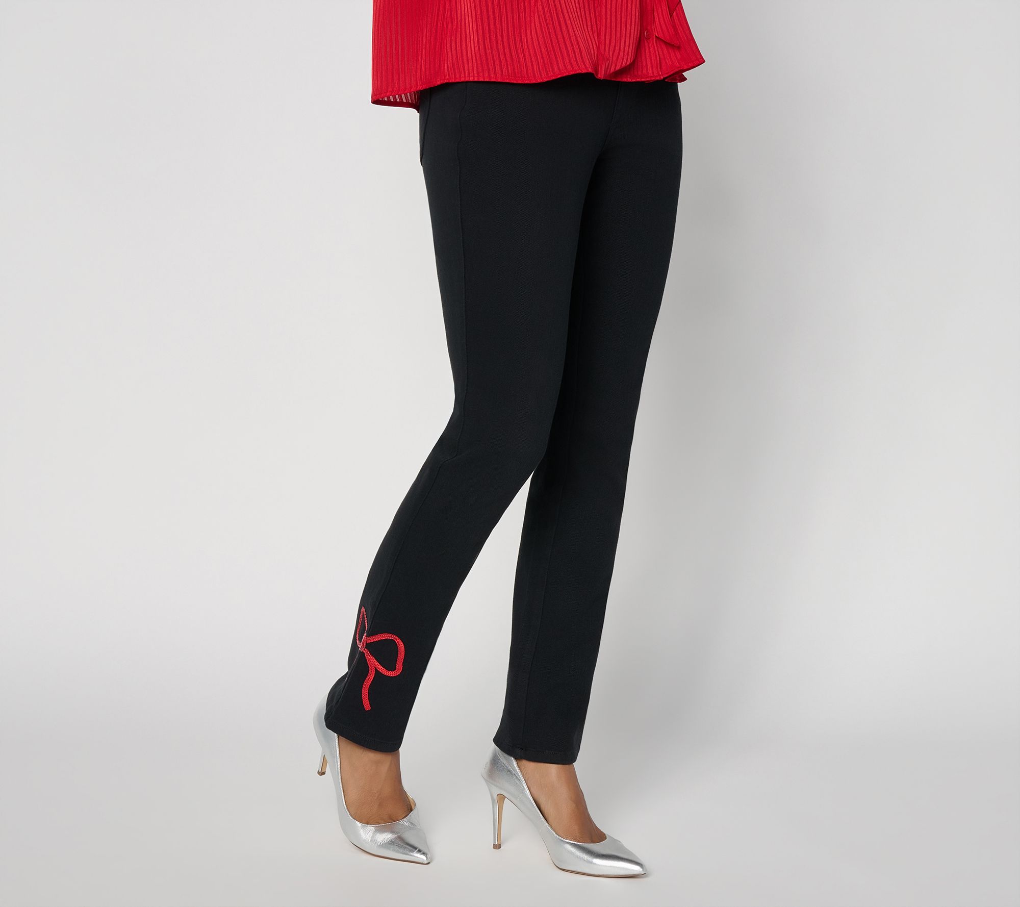 Belle by Kim Gravel Petite Flexibelle Jeans with Bow Detail
