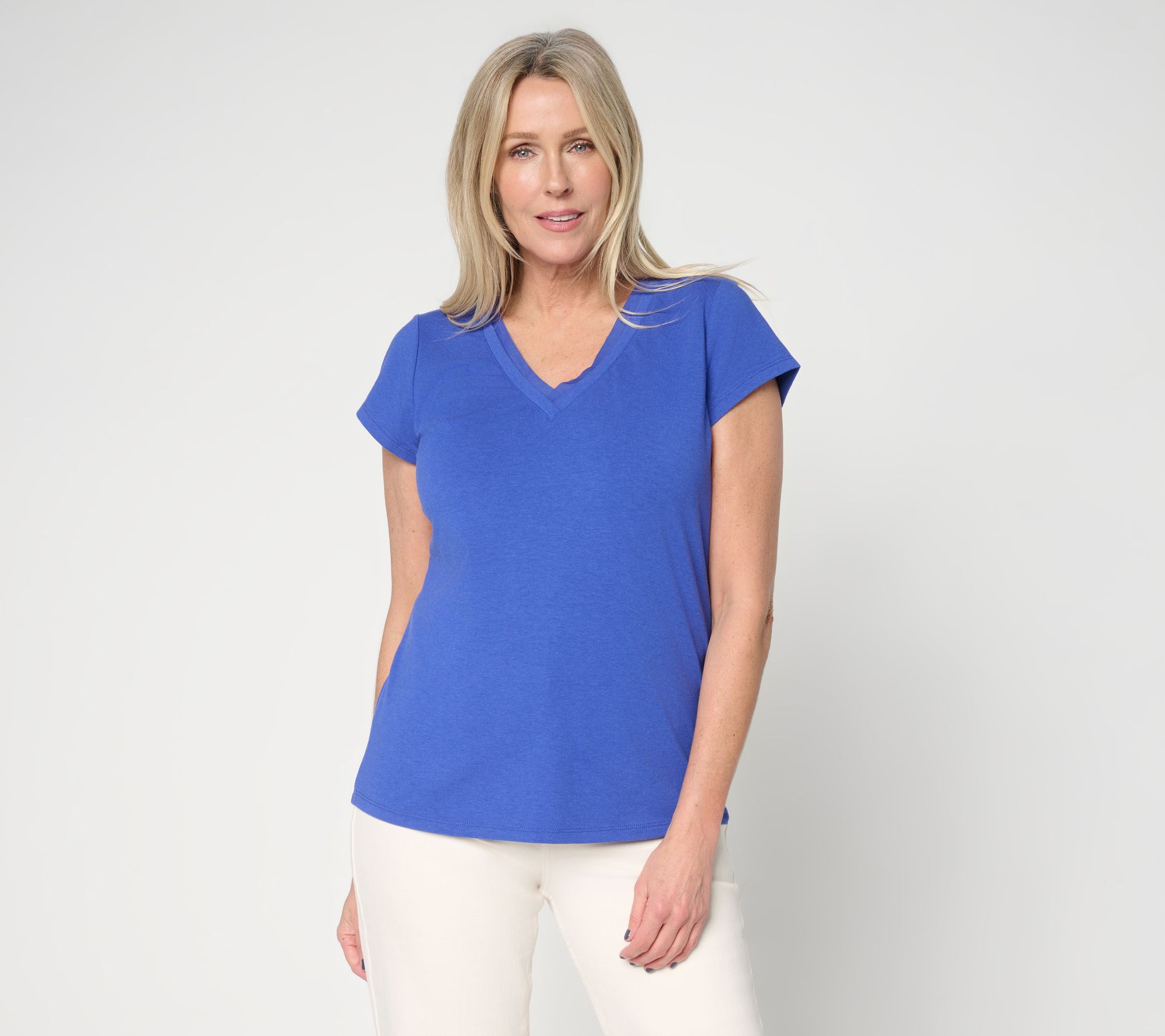 "As Is" BEAUTIFUL by Lawrence Zarian Knit MixedMedia V-Neck Top