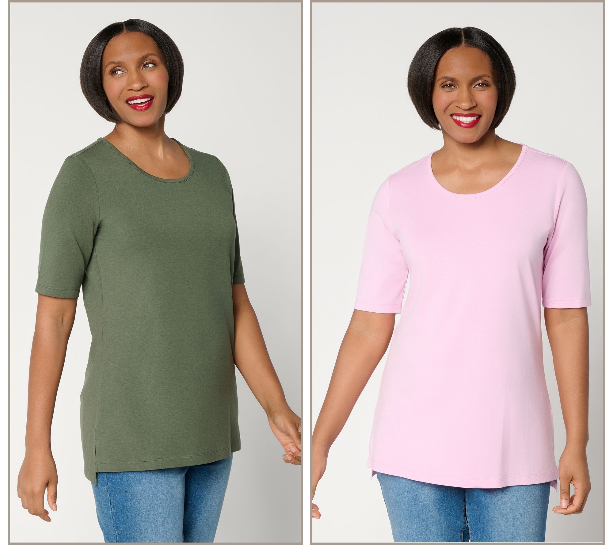 "As Is" Denim & Co. Essentials Regular So Soft Jersey 2-Pack Tunics