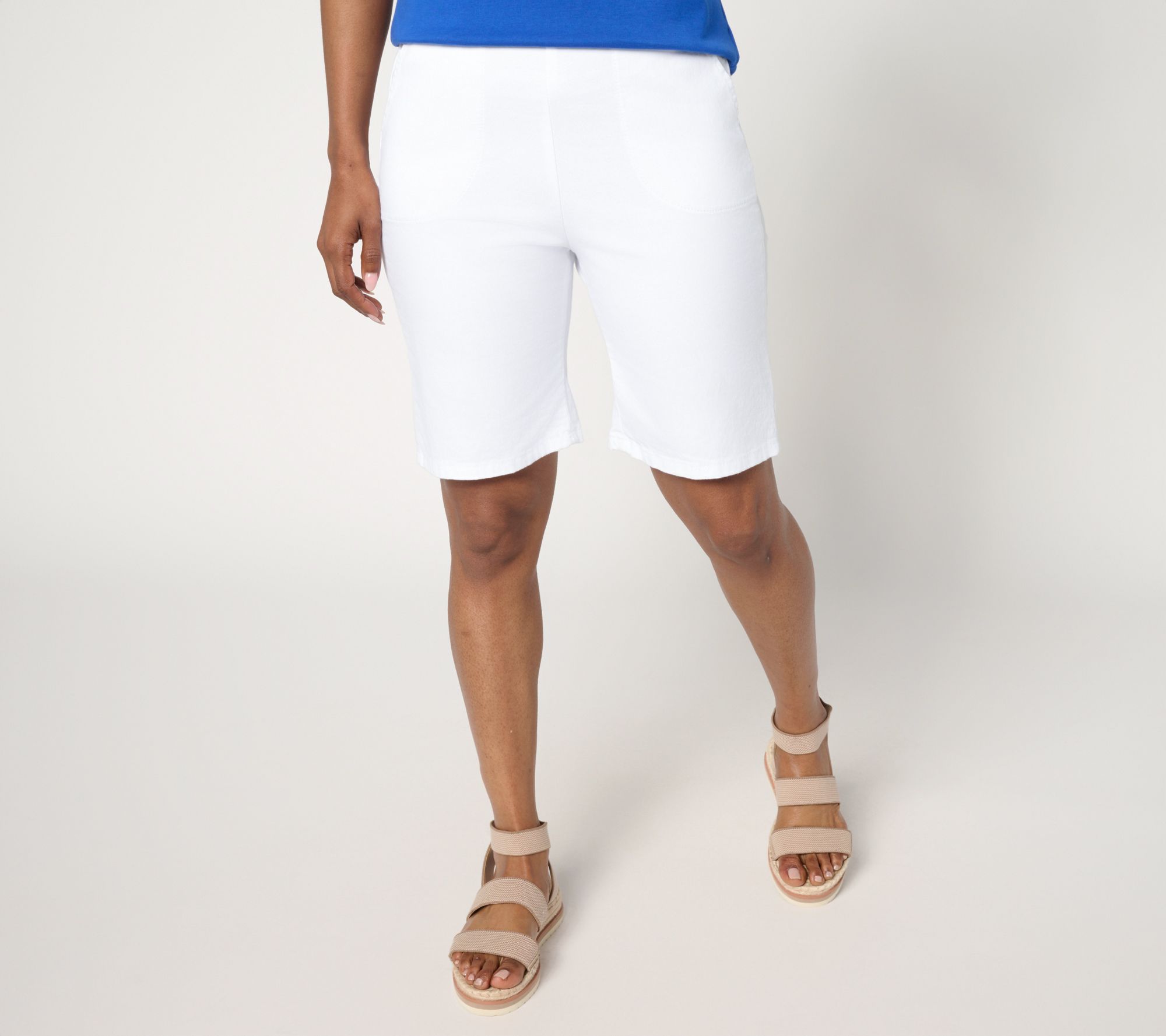 "As Is" Denim & Co. Petite Color Flat Front Side Pocket Short