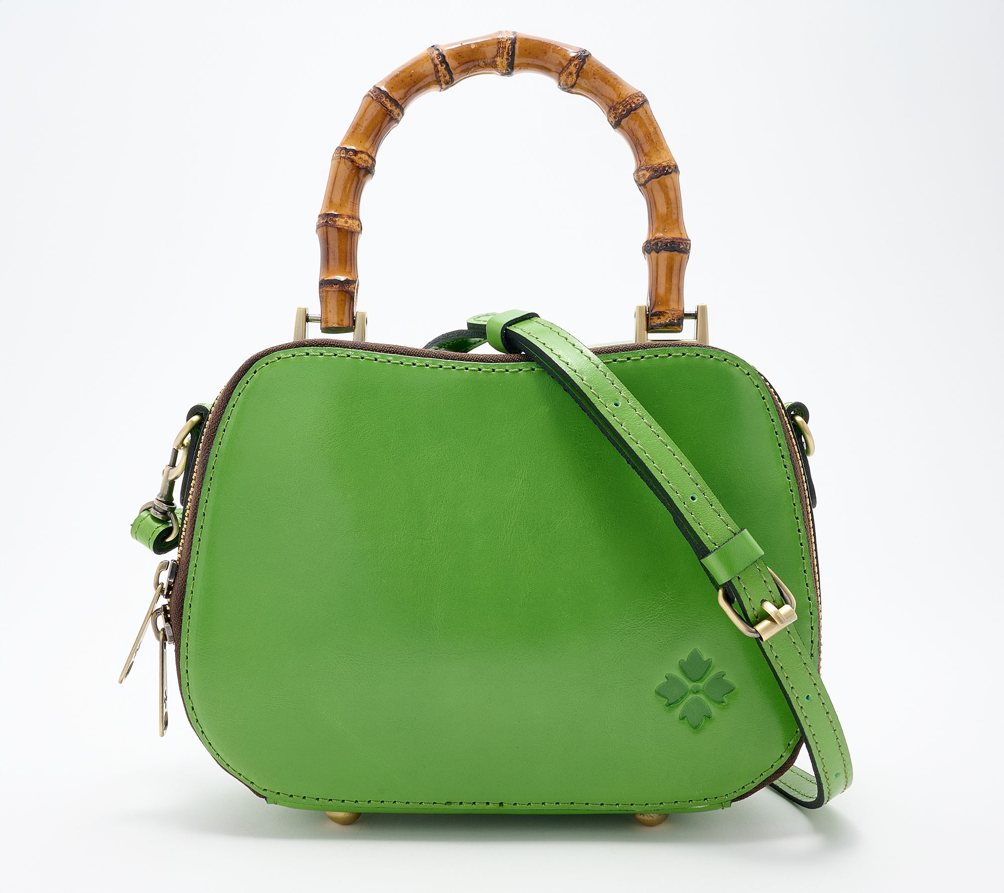 "As Is" Patricia Nash Lara Leather Crossody with Bamboo Handle