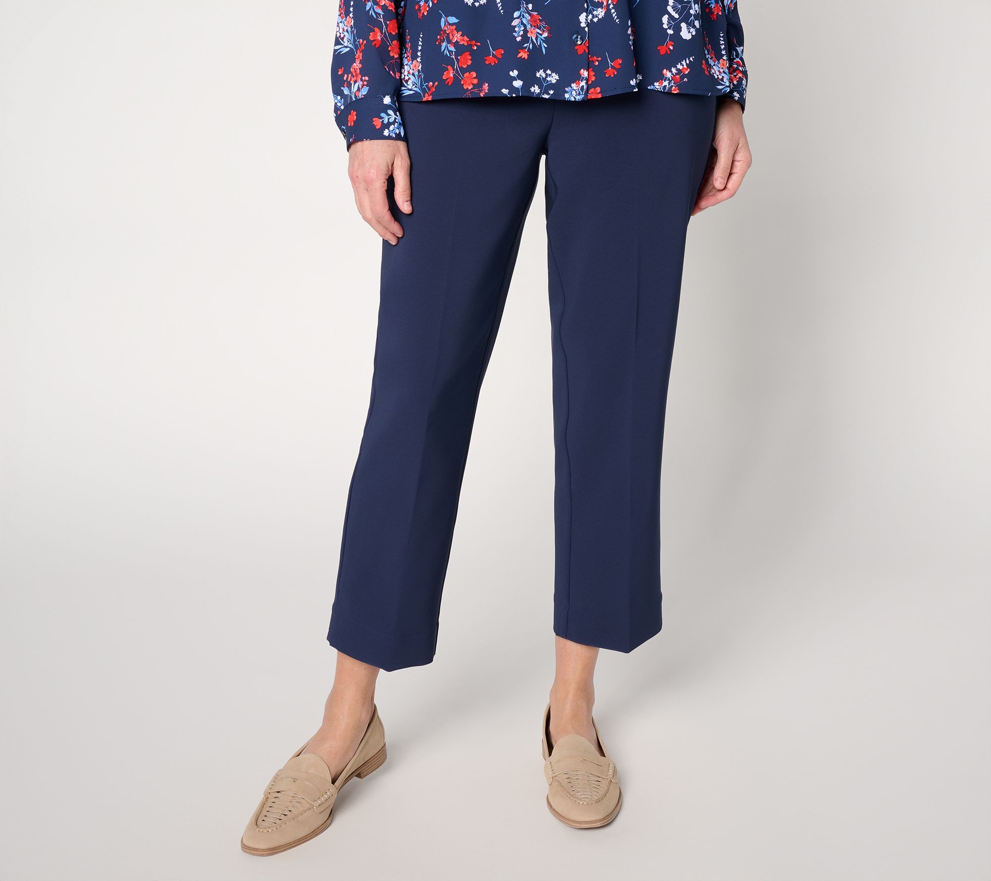 "As Is" Joan Rivers Petite Bi-Stretch Twill Straight Leg Crop Pants