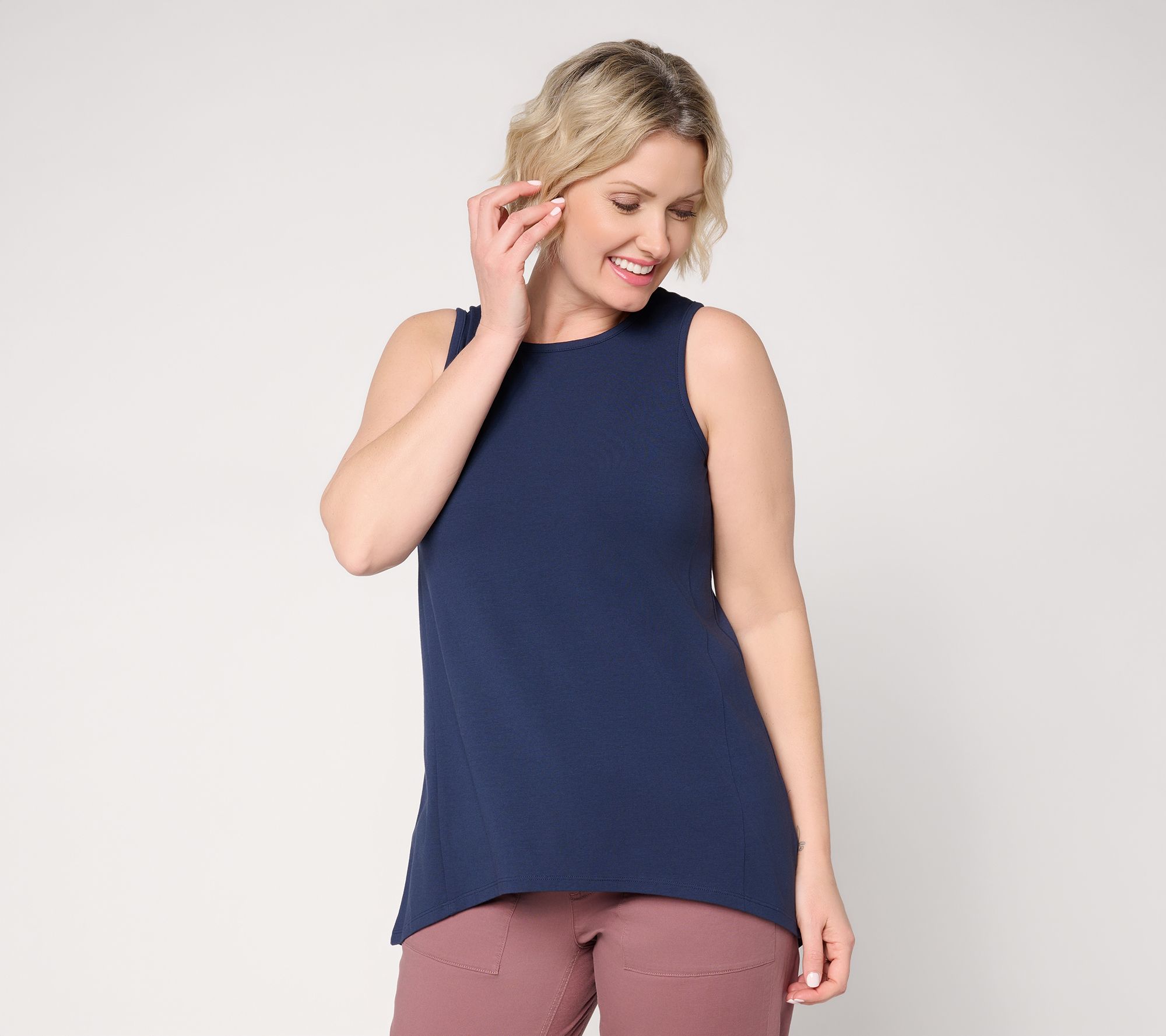 "As Is" AnyBody Cozy Knit Jersey All-Star Split Back Tank