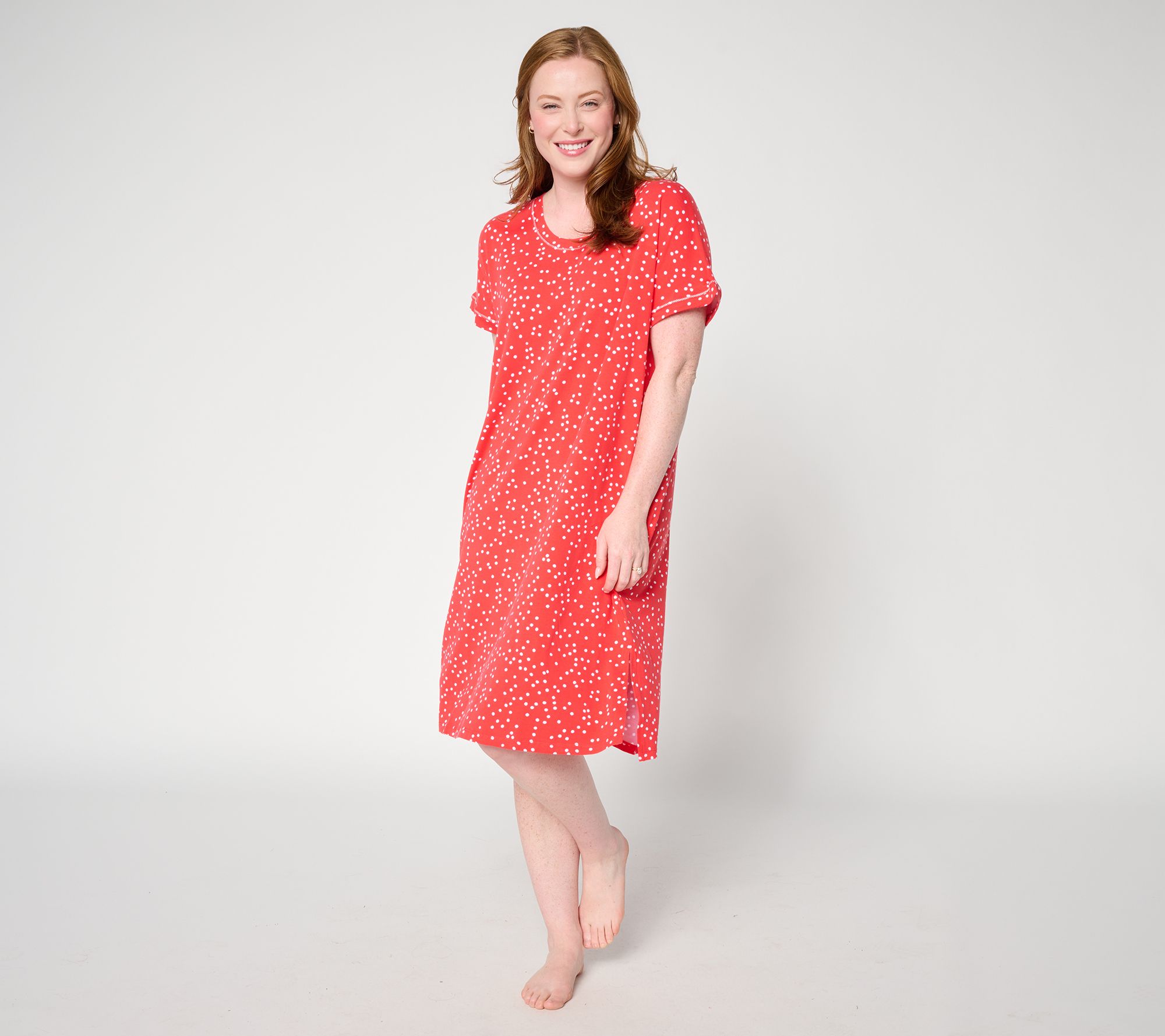 "As Is" Cuddl Duds Cotton Core Printed Dolman Sleep Gown