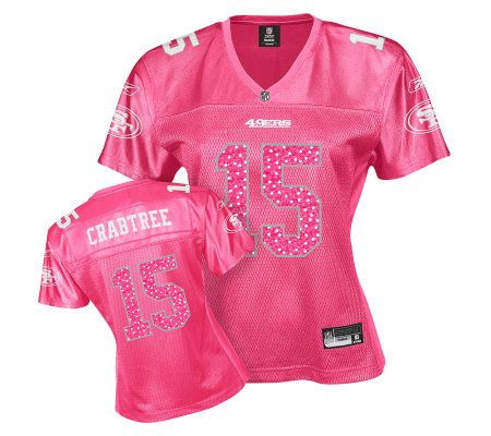 NFL SF 49ers Michael Crabtree Women's Pink Sweetheart Jersey 
