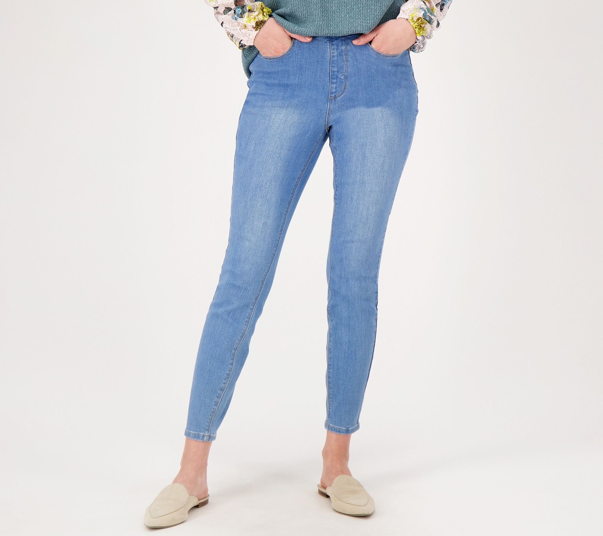"As Is" Susan Graver Regular High Waist Pull On Skinny Jean