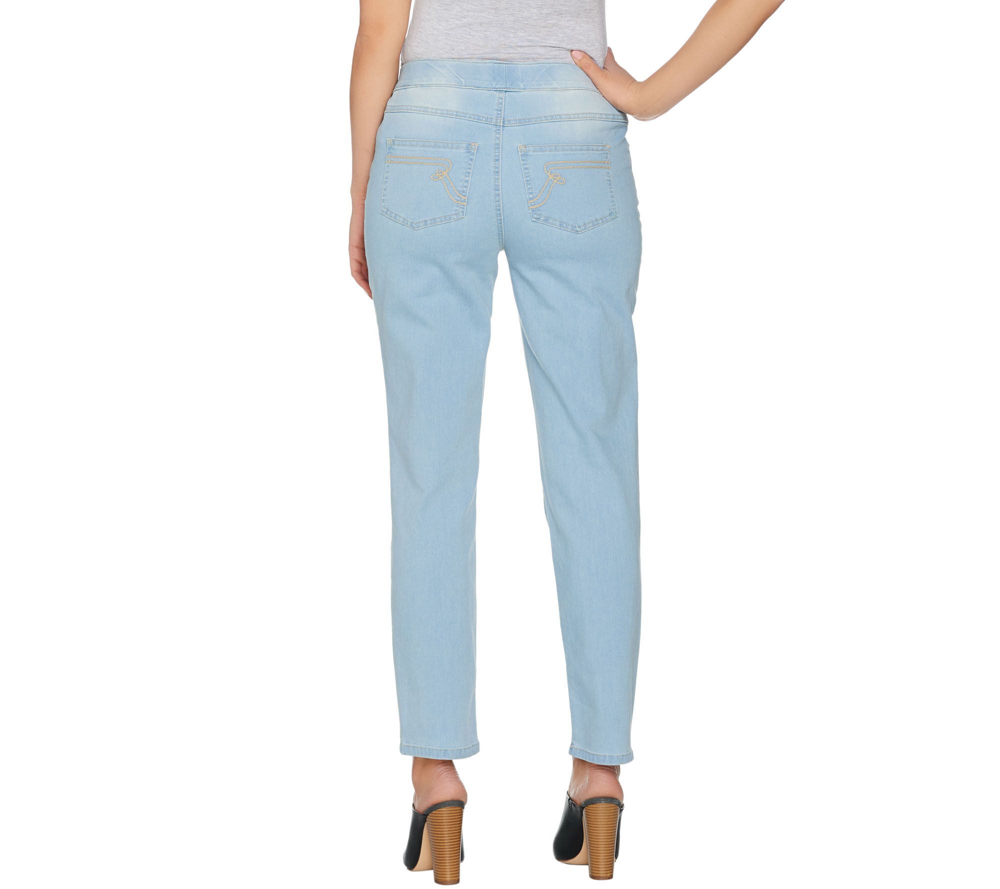 Women with Control Petite My Wonder Denim Distressed PullOn Jeans