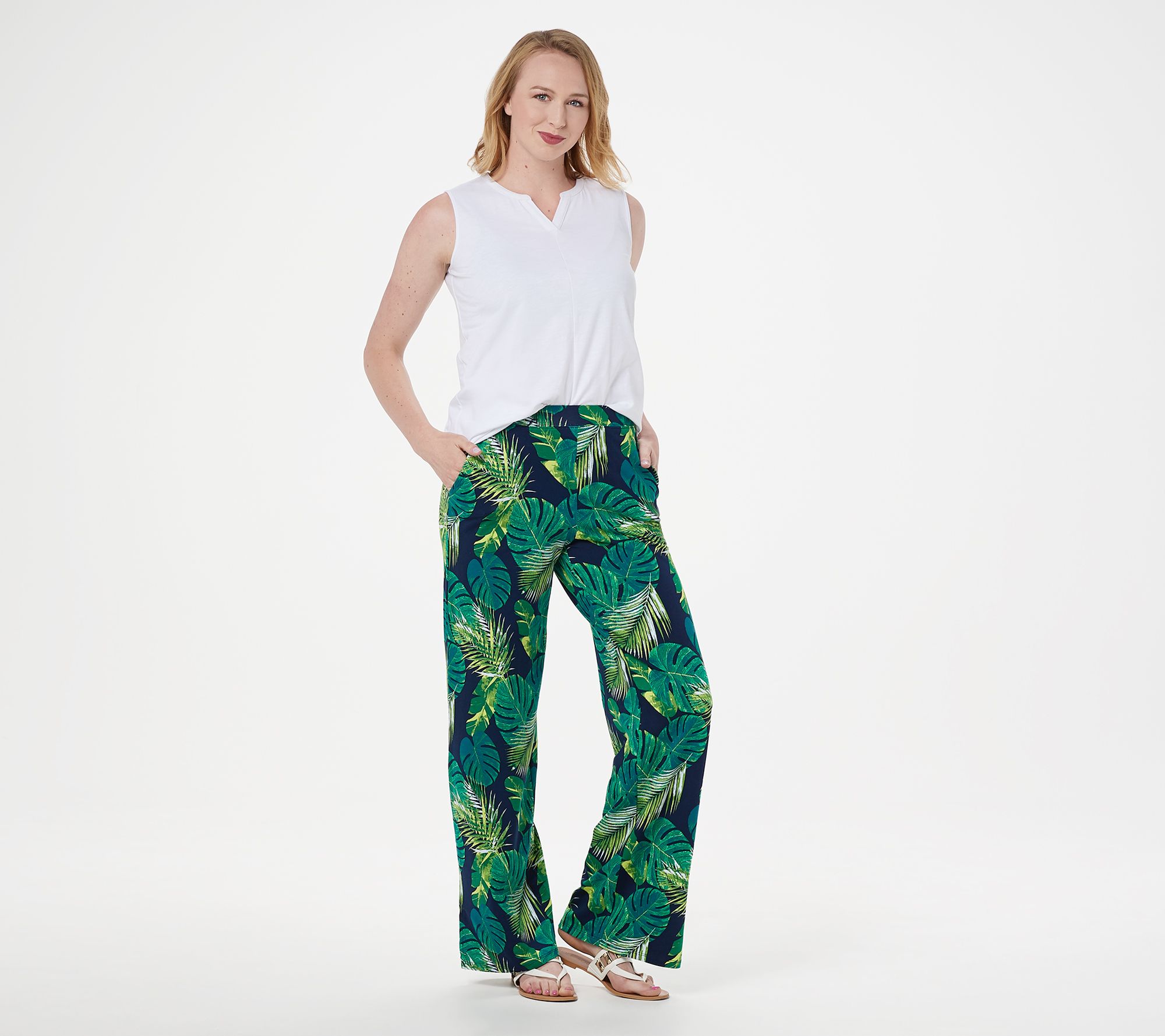 Denim & Co. Tall Beach PullOn Pants with Side Slits