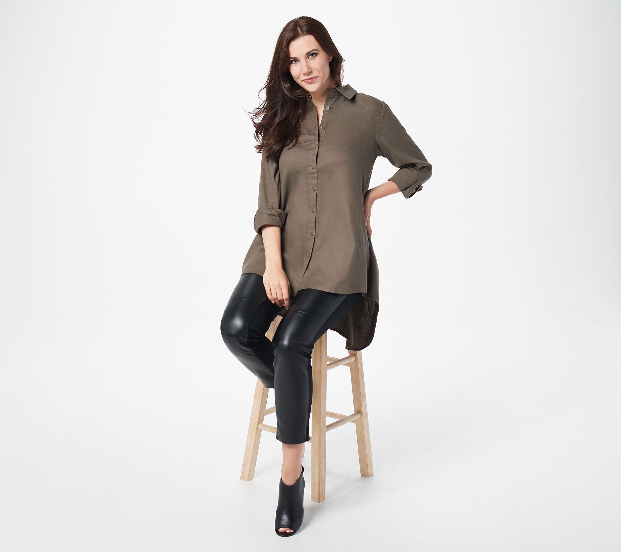 Lisa Rinna Collection Button Front High-Low Hem Woven Top - QVC.com