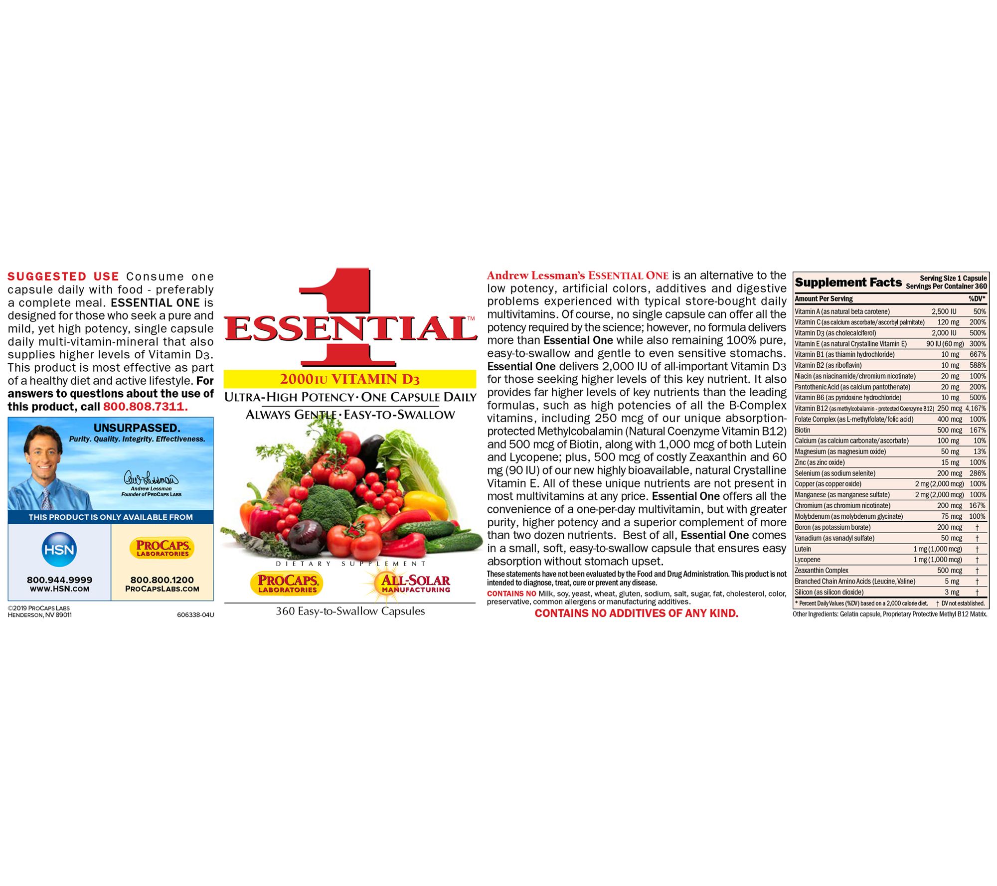 Andrew Lessman Essential1 with Vitamin D3 2000 180 Capsules