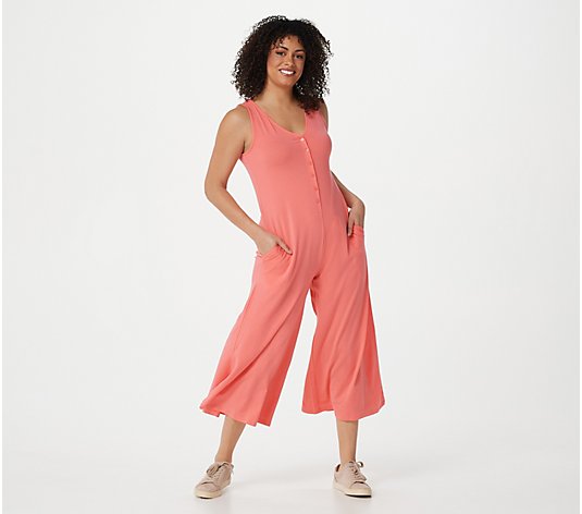 AnyBody Cozy Knit Luxe Button Down Sleeveless Jumpsuit