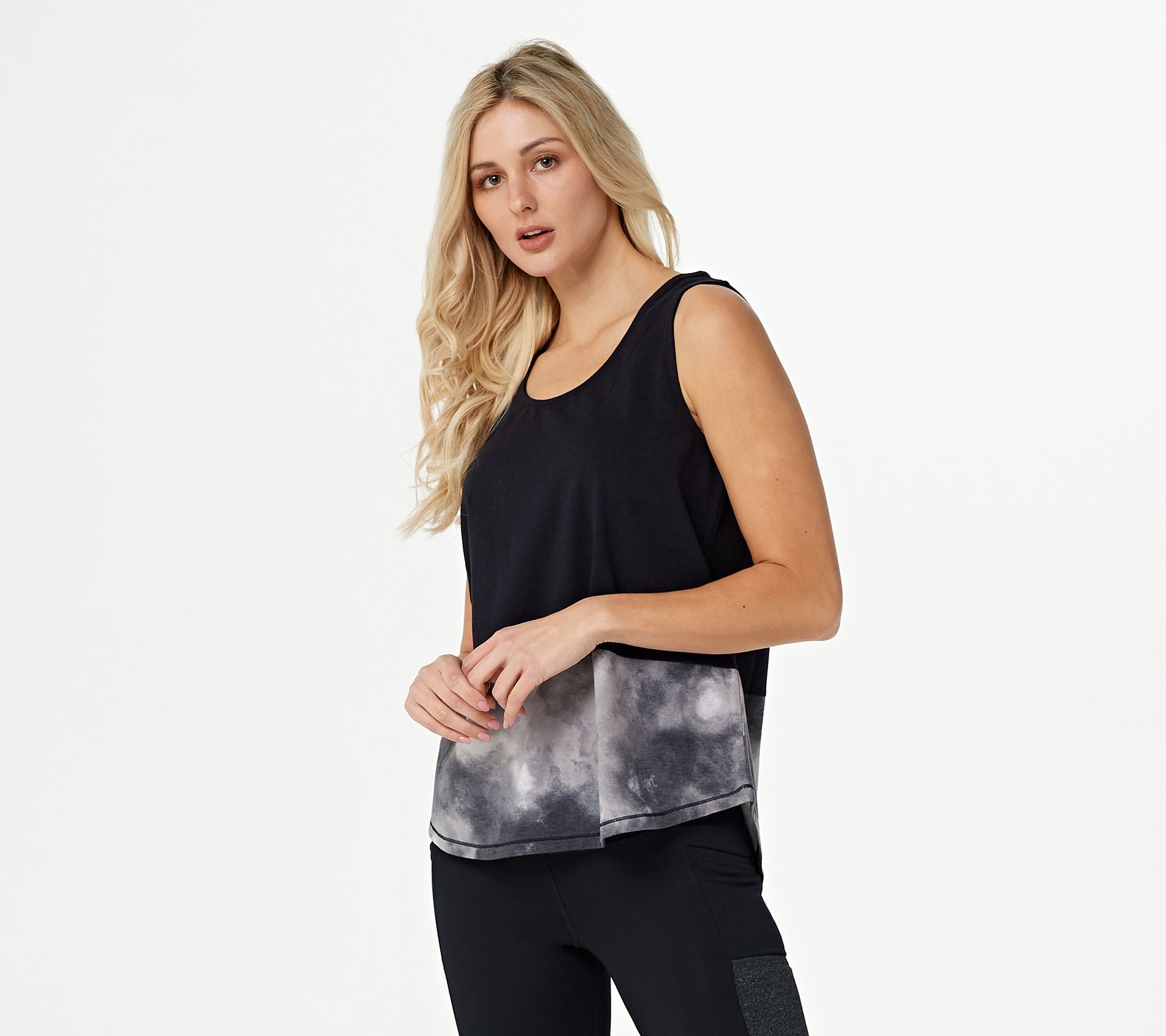 zuda Tie-Dye Border Tank with Back Detail