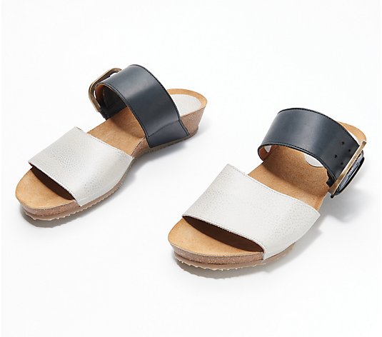 Sergio Tomani Leather Buckle Slide Sandals - Ursula