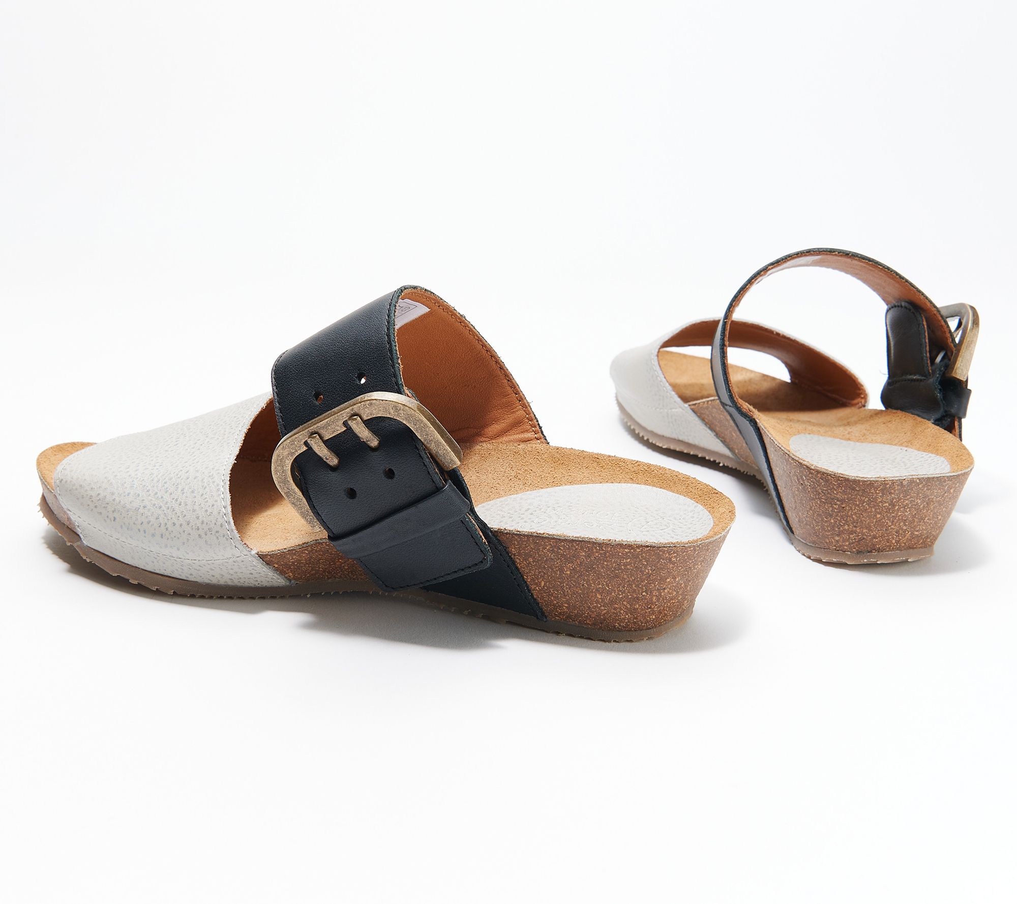 Sergio Tomani Leather Buckle Slide Sandals - Ursula - QVC.com