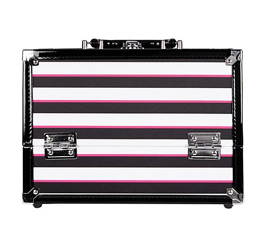 Caboodles Inspired Striped Two-Tray Cosmetic Train Case