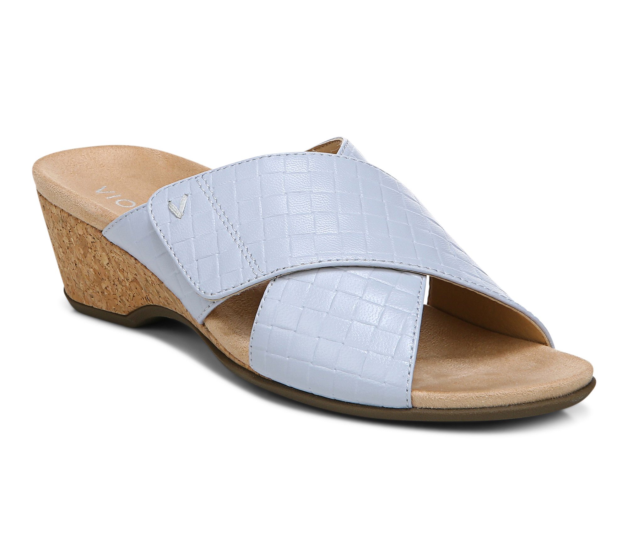 Vionic Leather Embossed_Woven Wedge Sandals Leticia - QVC.com