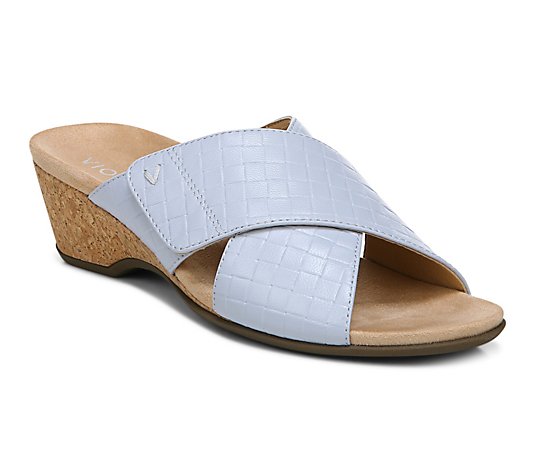 Vionic Leather Embossed_Woven Wedge Sandals Leticia