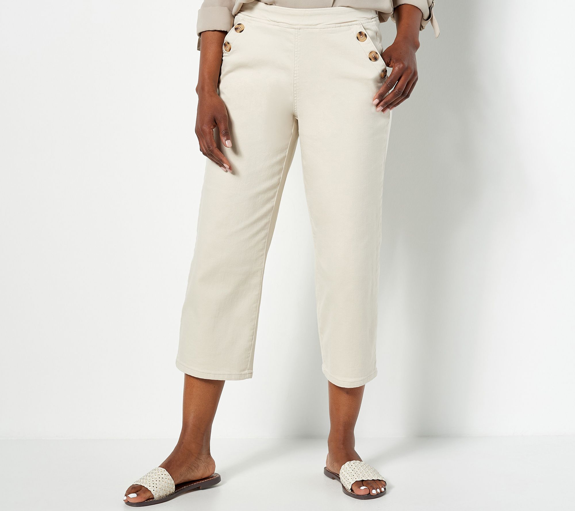 Belle by Kim Gravel Pet TripleLuxe Twill Wide Leg Cropped Pant