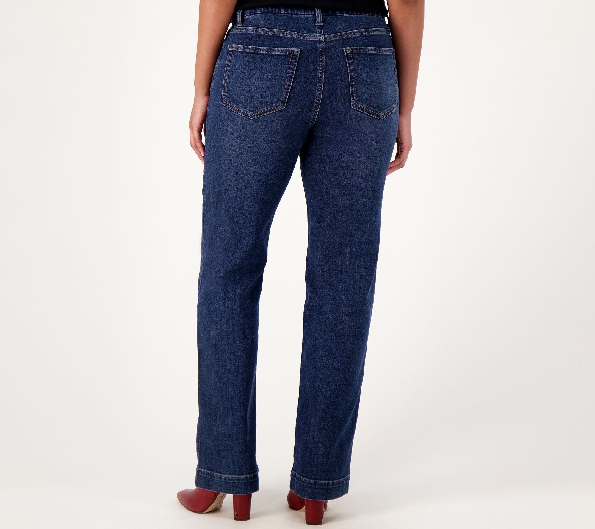 Denim & Co. Easy Stretch Denim Straight Leg Trouser Jean Denim & Co. Easy Stretch Denim Straight Leg Trouser Jean