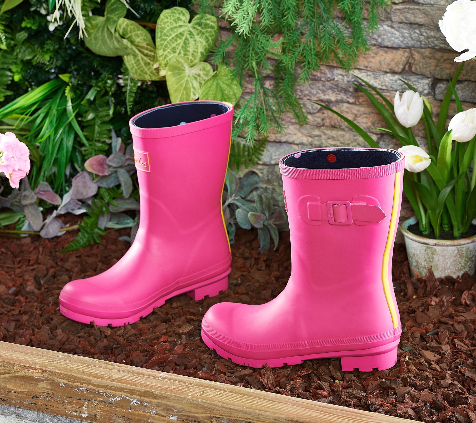 "As Is" Joules Waterproof Mid Rain Boots - Kelly Neoprene Welly