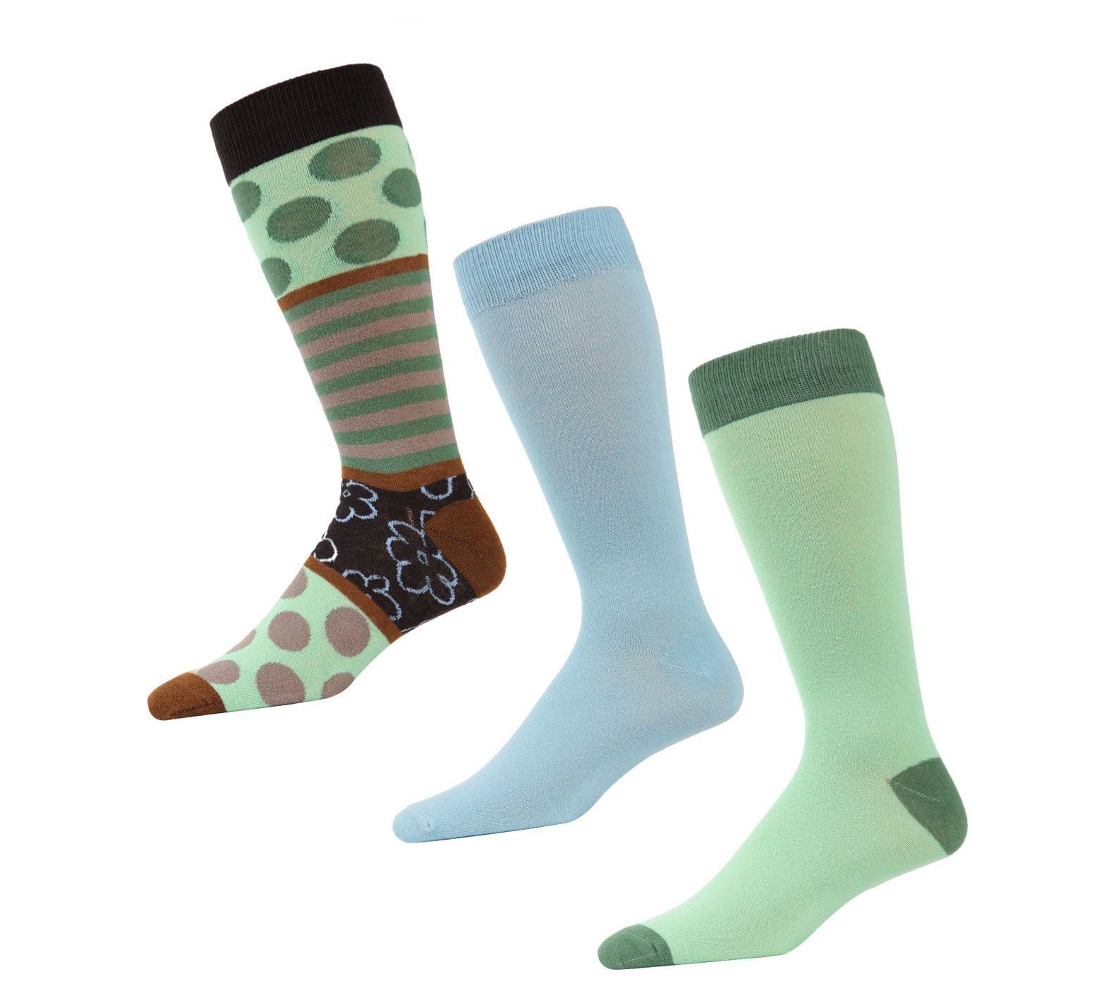 Memoi Men's Flowertrast 3 Pack Crew Sock