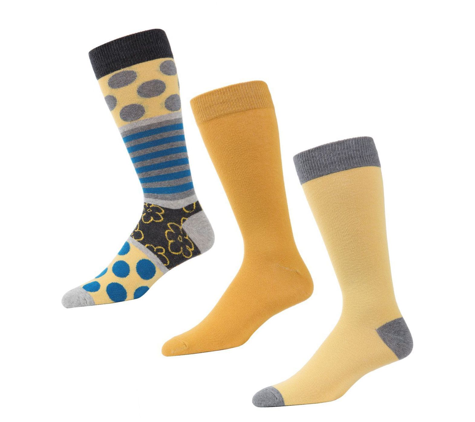 Memoi Men's Flowertrast 3 Pack Crew Sock