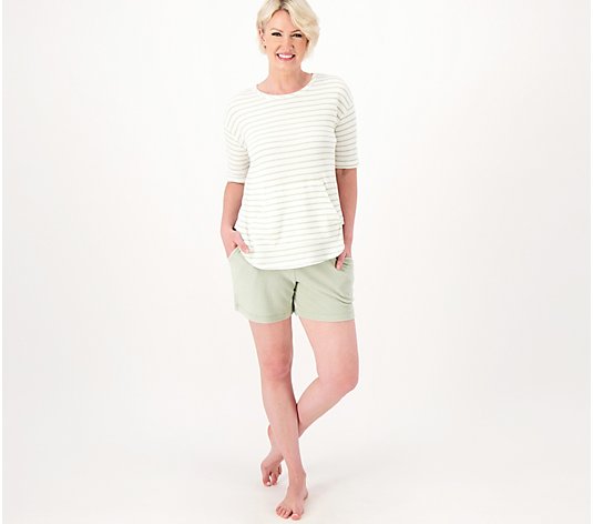 "As Is" Koolaburra by UGG Crinkle French Terry Tee with Shorts