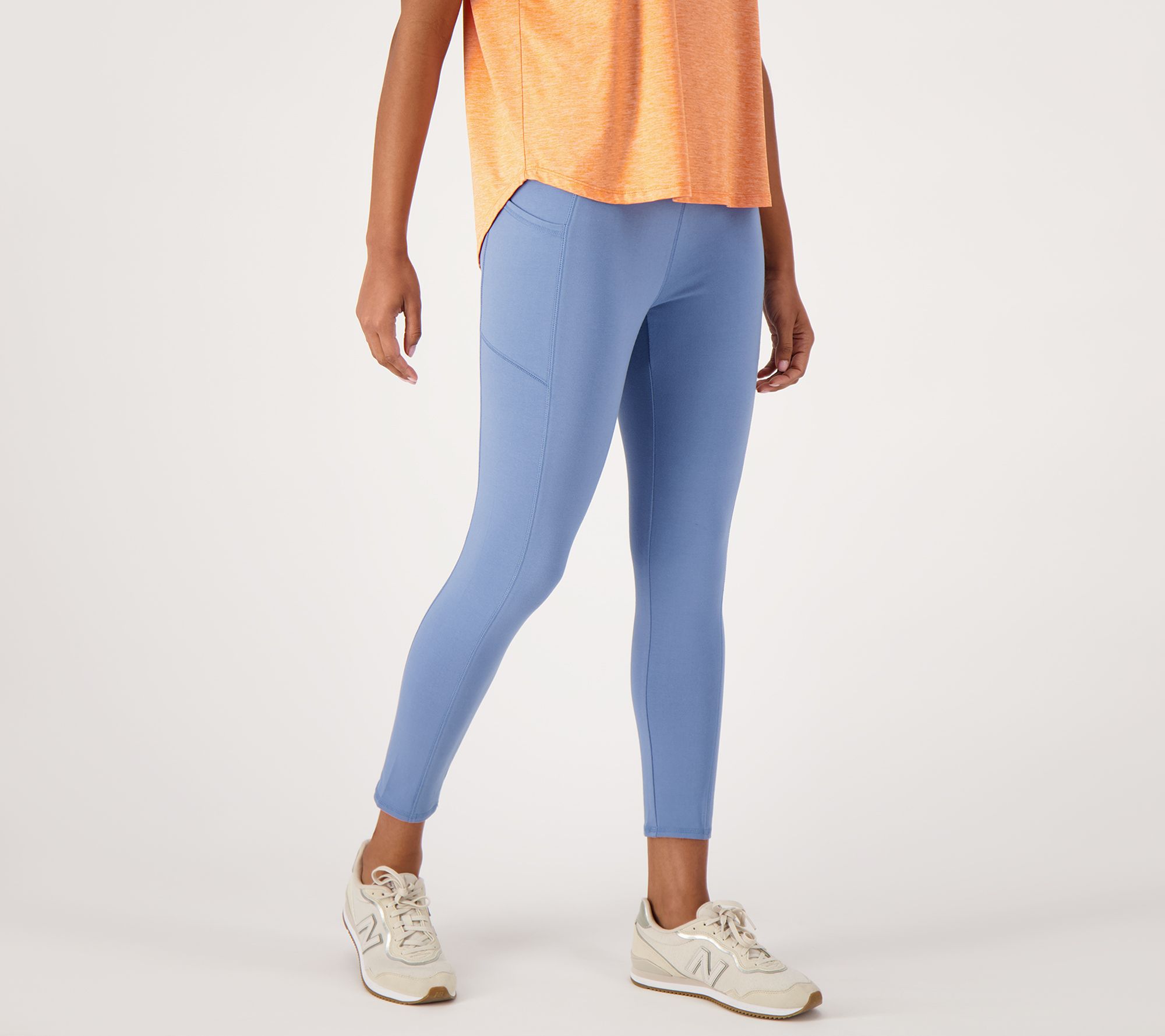 Denim & Co. Active Petite Printed Duo Stretch Legging with Pintuck 
