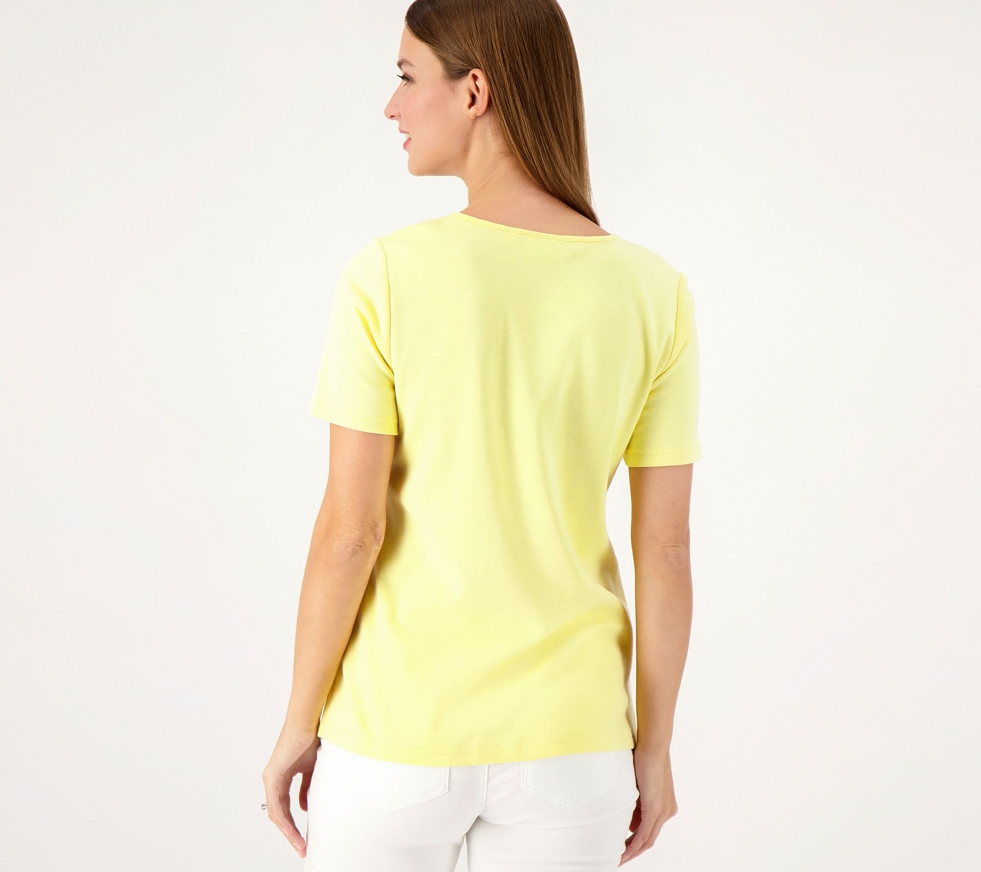 Quacker Factory Set of Two Lace and Shine Short Sleeve Tops - QVC.com