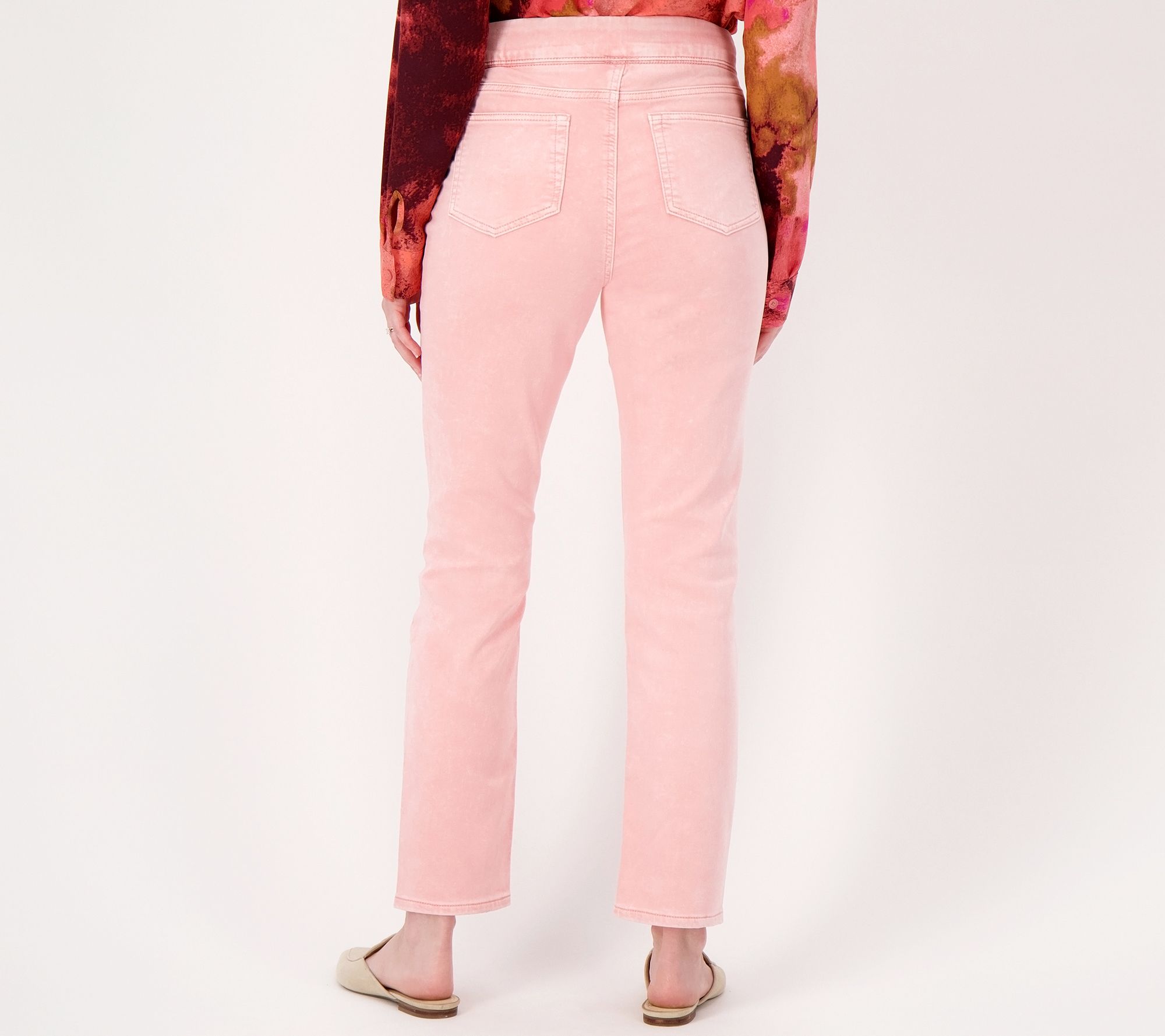 "As Is" Denim & Co. Regular Comfy Knit Denim Acid Wash Slim Jeans