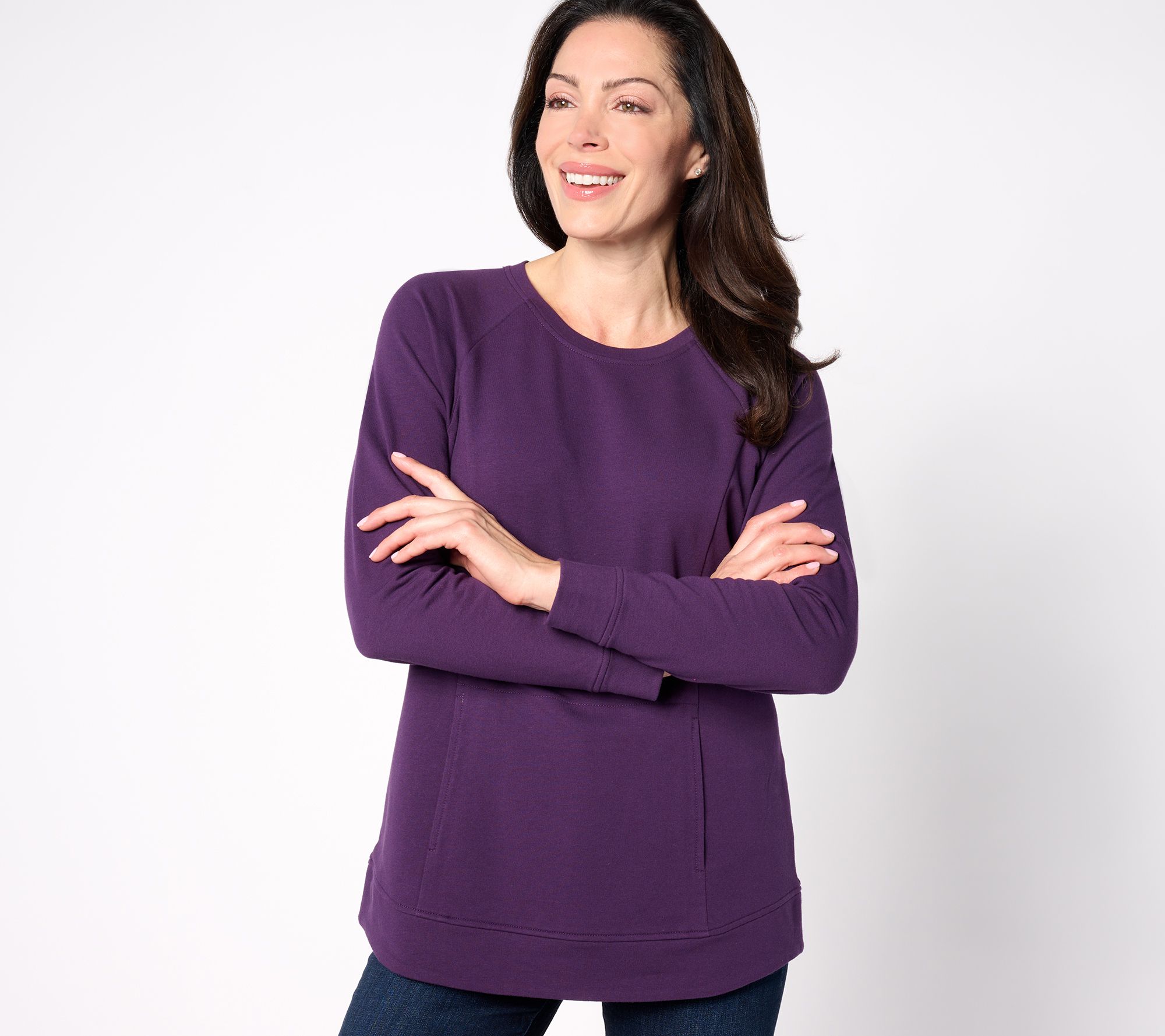 Denim & Co. Active Regular Tunic with Curved High/Low Hem 