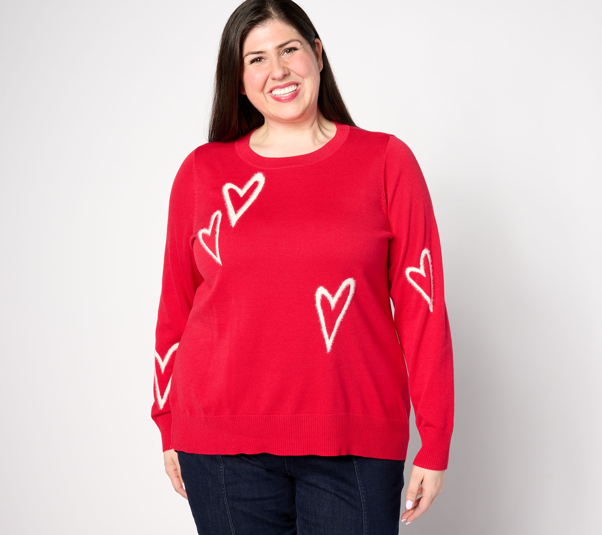 Belle By Kim Gravel Love Yourself Textured Heart Sweater - QVC.com