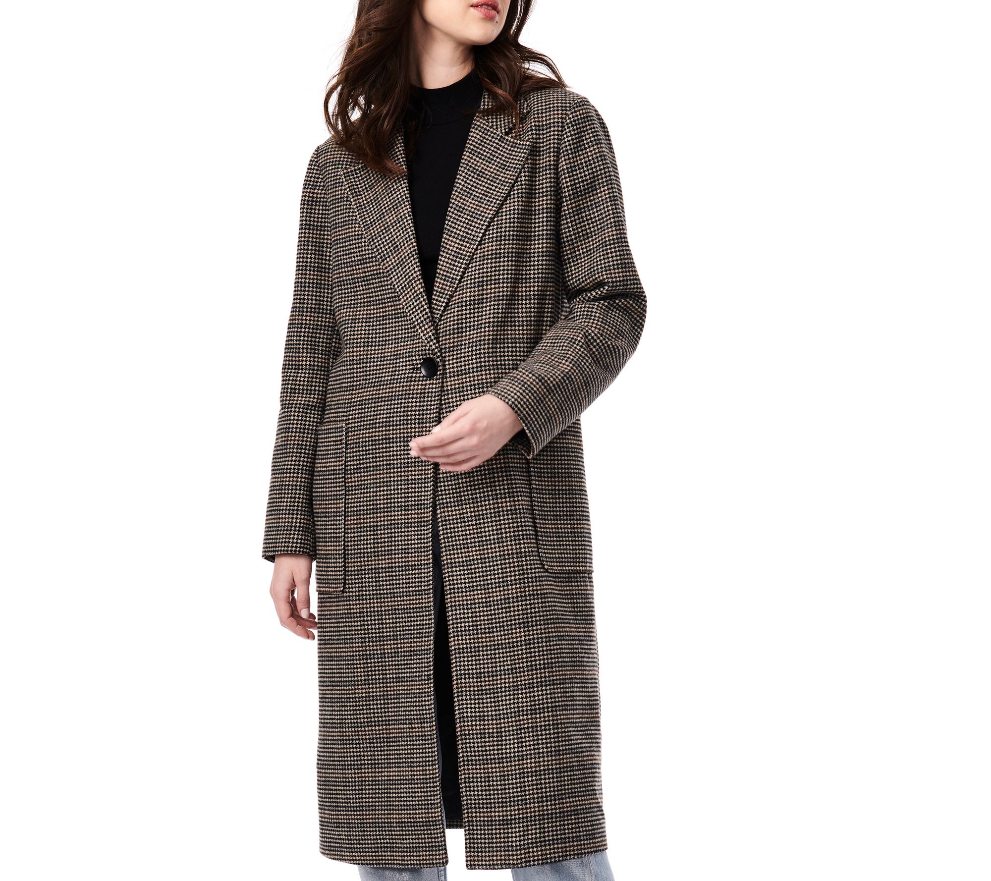 Bernardo Lightweight Wool Houndstooth Duster - QVC.com