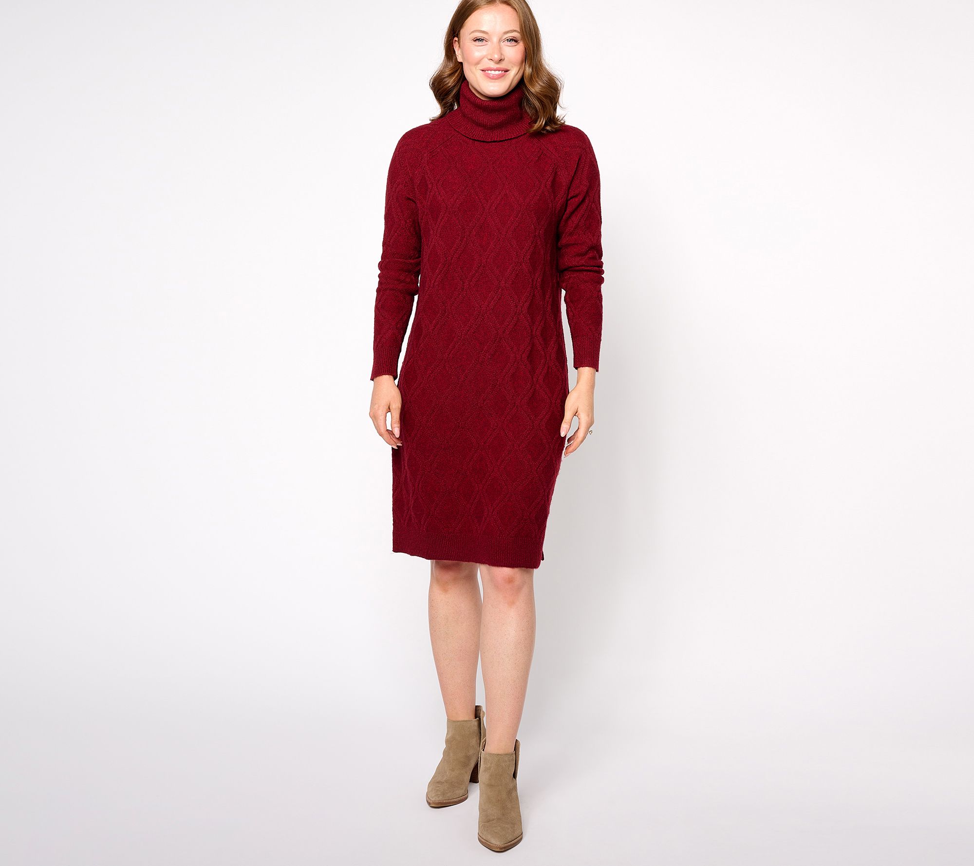 "As Is" Denim & Co. Heritage Petite Cable Knit Sweater Dress